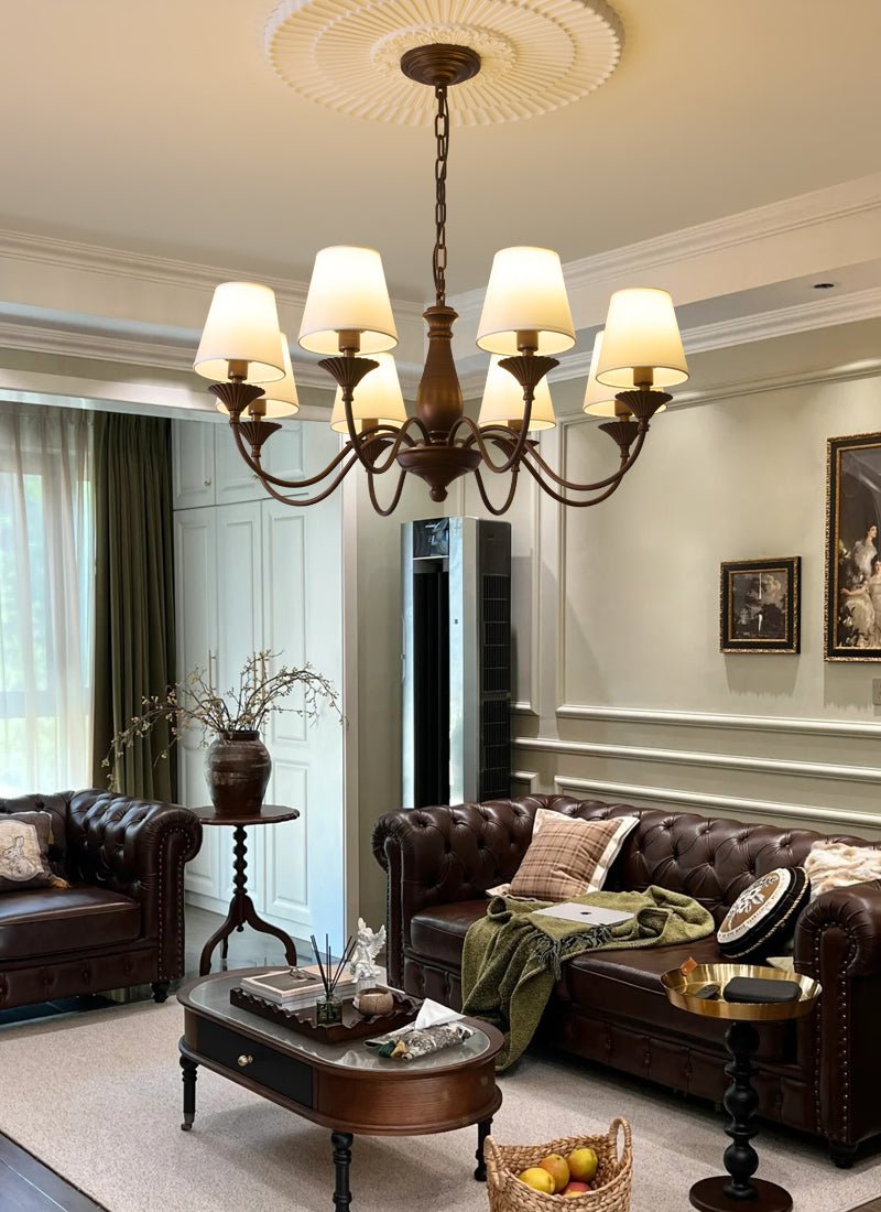 Aurora Chandelier Fabric Shade Vintage - Blowlighting