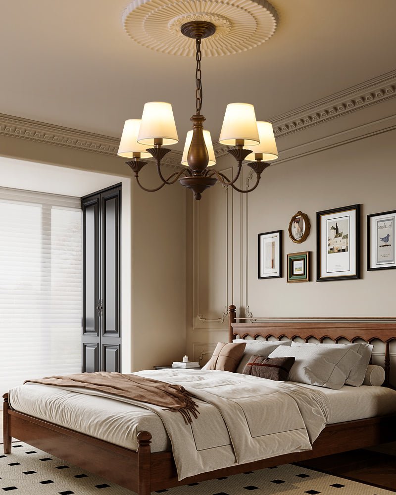 Aurora Chandelier Fabric Shade Vintage - Blowlighting