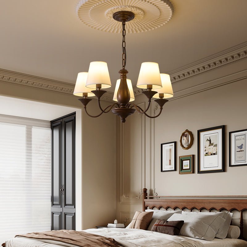 Aurora Chandelier Fabric Shade Vintage - Blowlighting