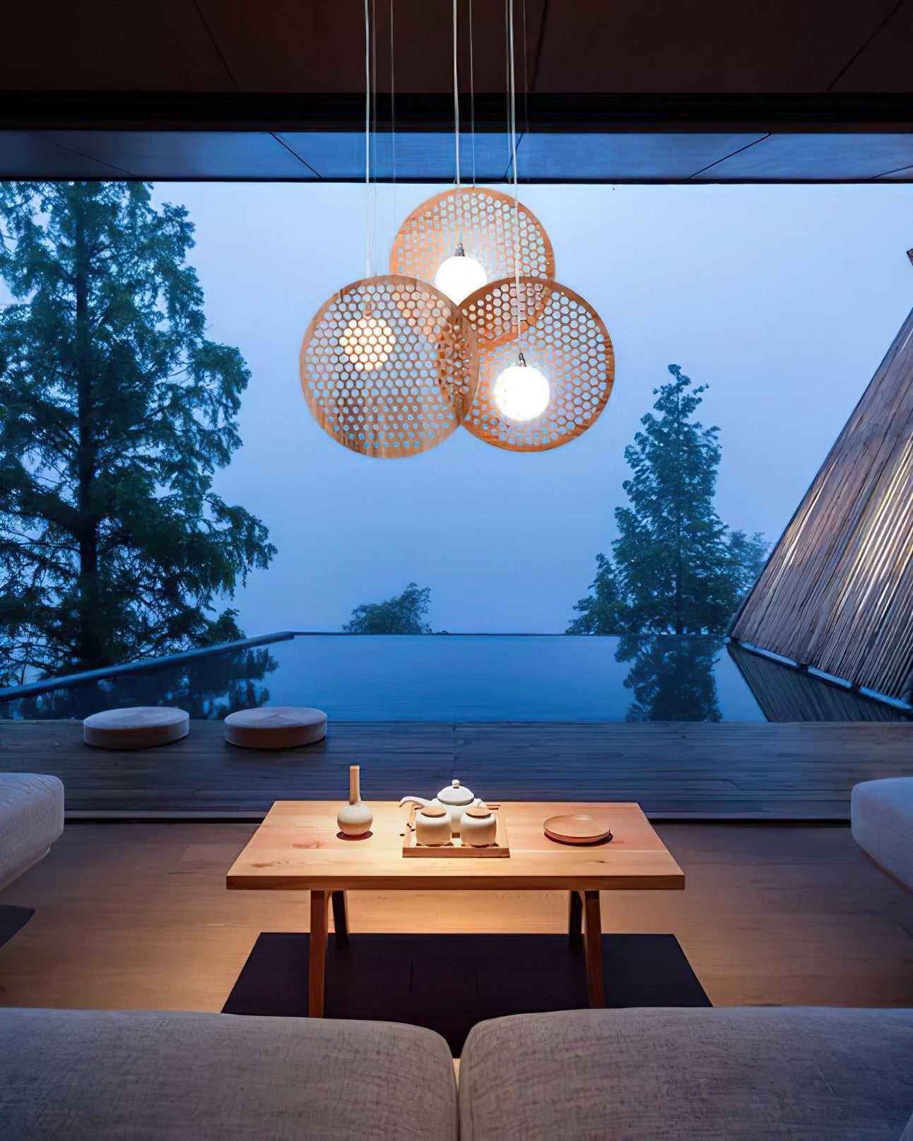 Aurora Chandelier Wooden Plate - Blowlighting