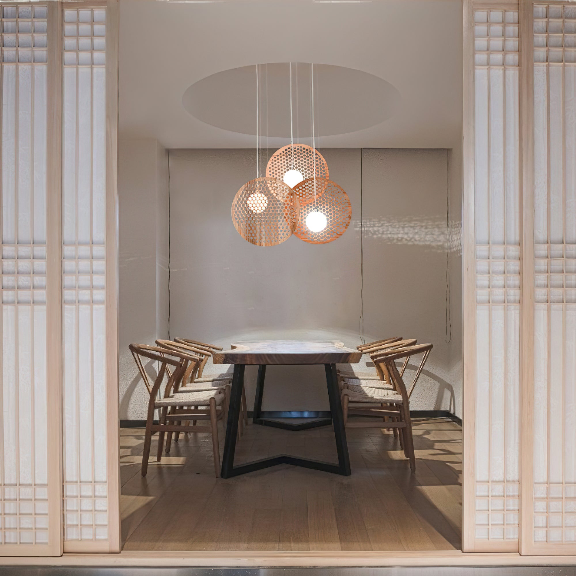 Aurora Chandelier Wooden Plate - Blowlighting