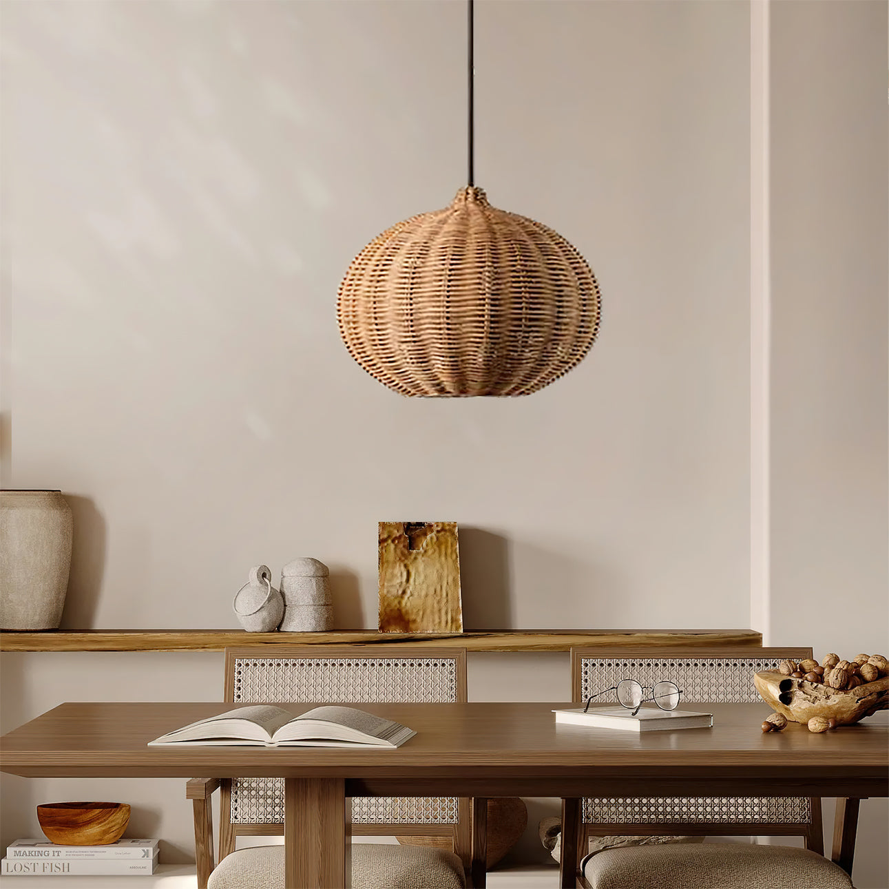 Beliani Oriental Rattan Pendant Light