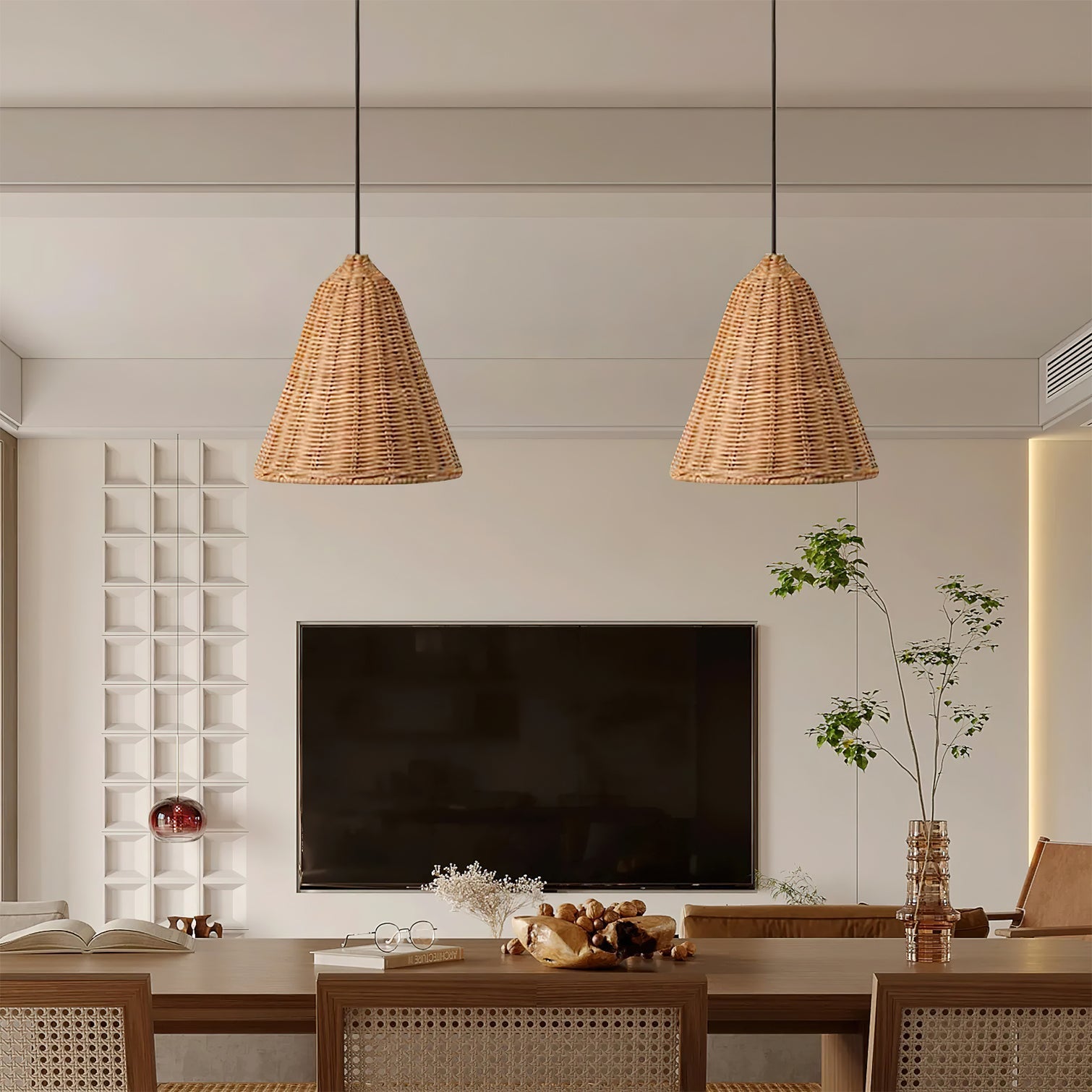 Beliani Oriental Rattan Pendant Light