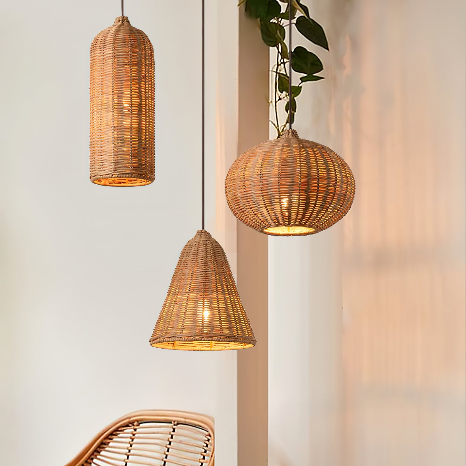 Beliani Oriental Rattan Pendant Light