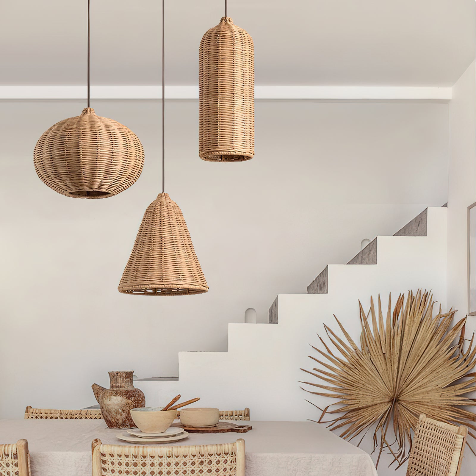 Beliani Oriental Rattan Pendant Light