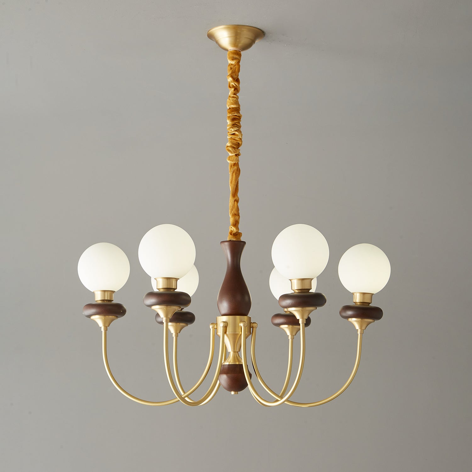 Cotheor Vintage Traditional Arc Wood Glass Chandelier - Blowlighting