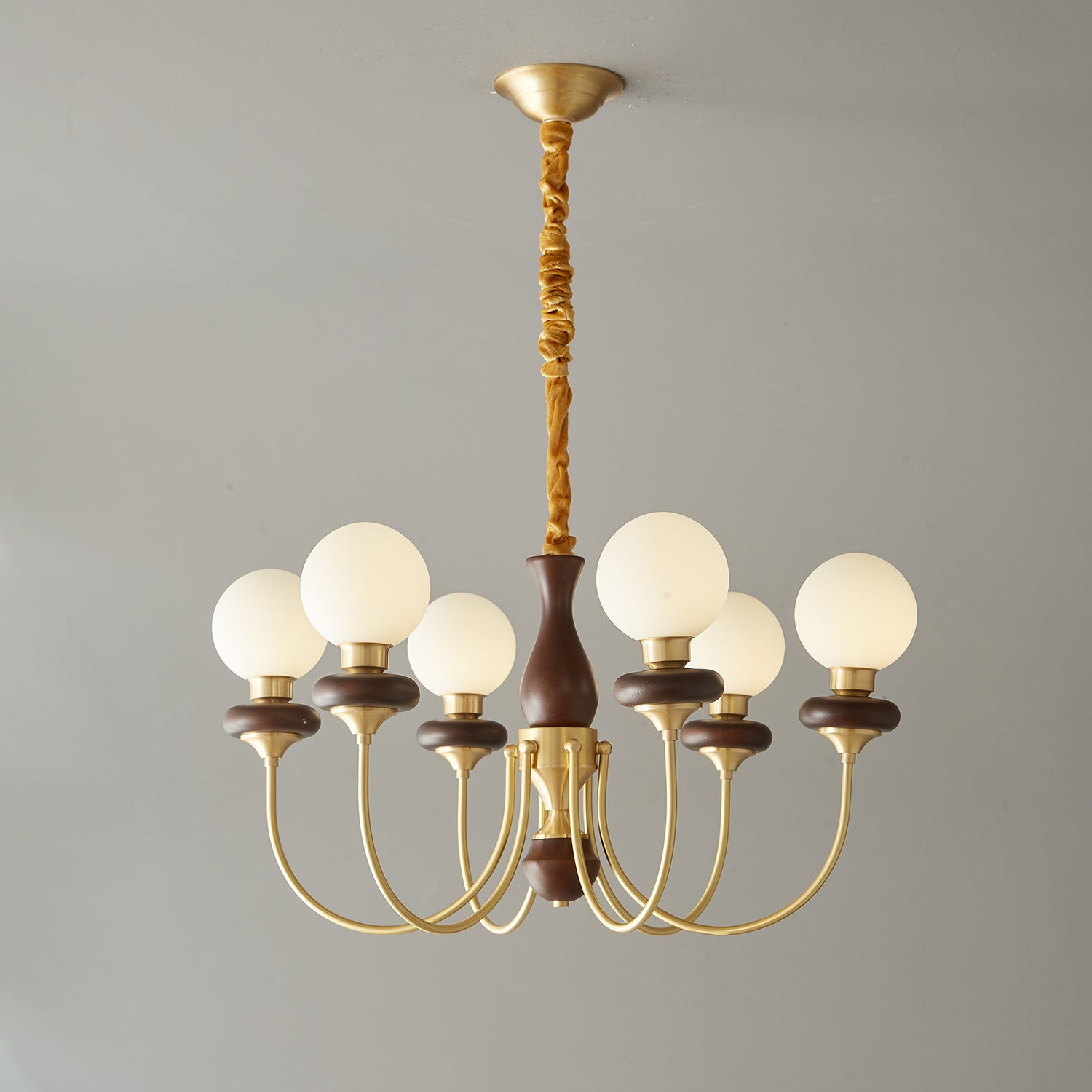 Cotheor Vintage Traditional Arc Wood Glass Chandelier - Blowlighting