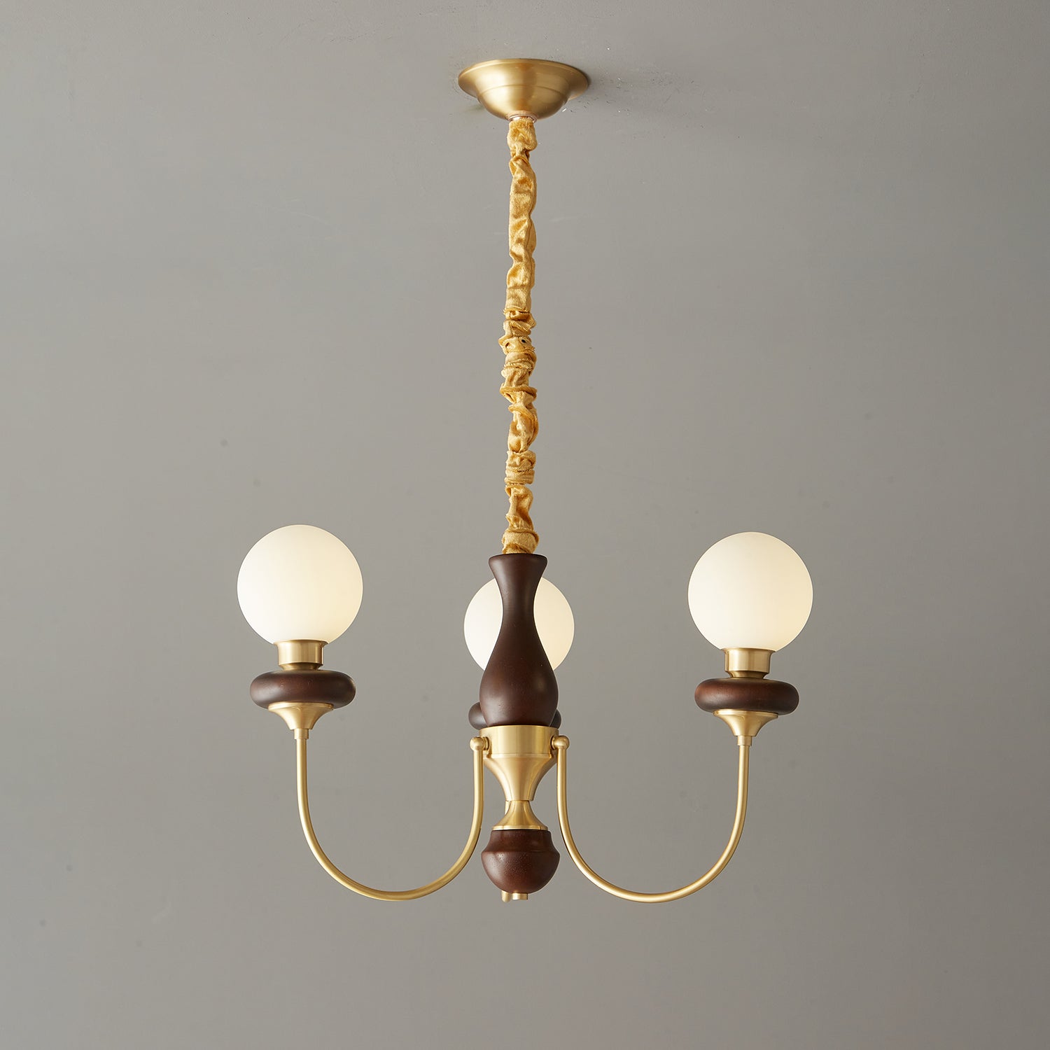Cotheor Vintage Traditional Arc Wood Glass Chandelier - Blowlighting