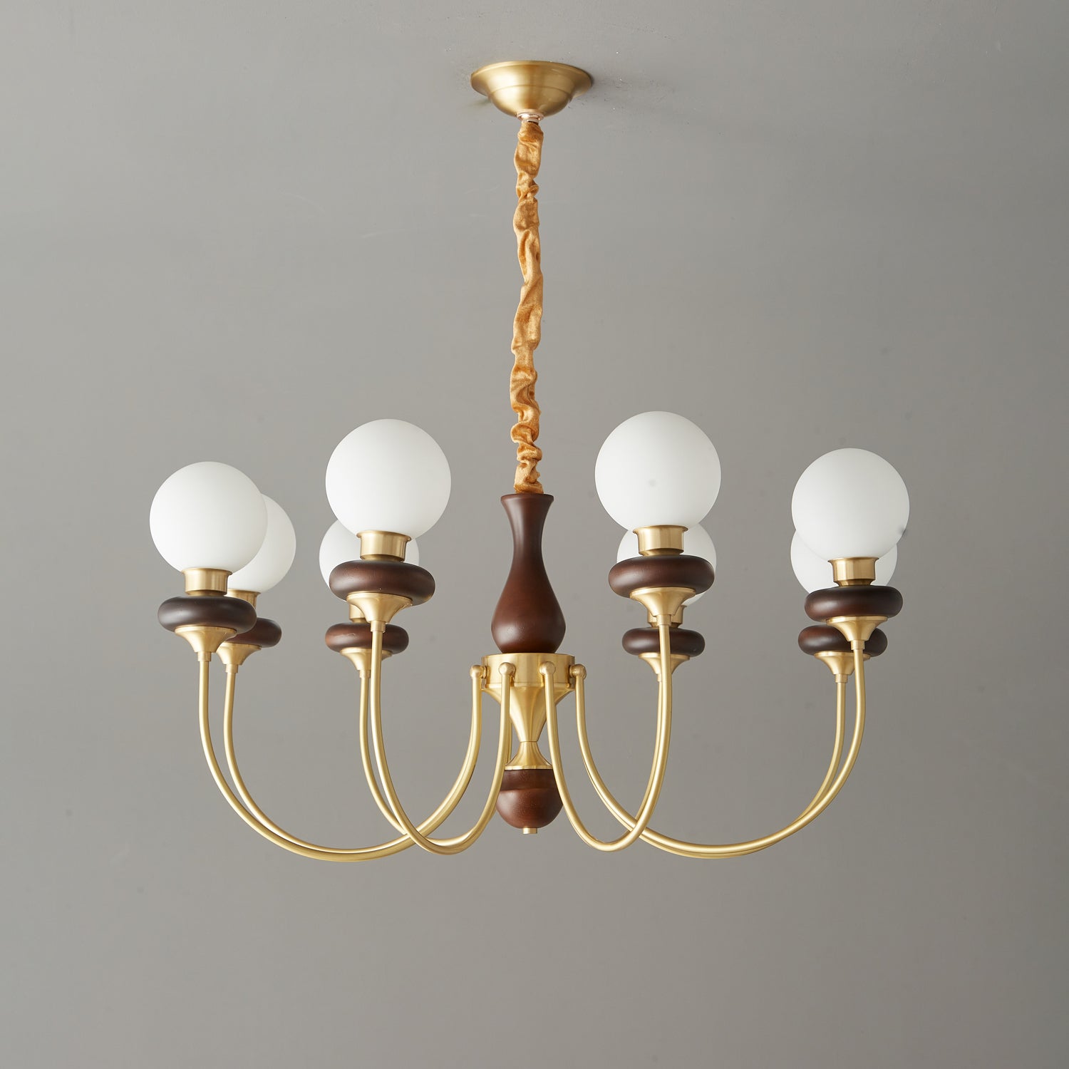 Cotheor Vintage Traditional Arc Wood Glass Chandelier - Blowlighting