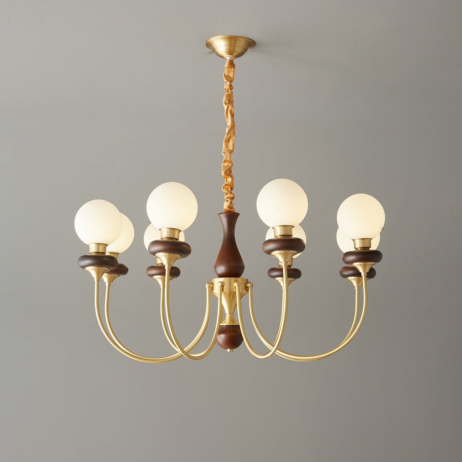 Cotheor Vintage Traditional Arc Wood Glass Chandelier - Blowlighting