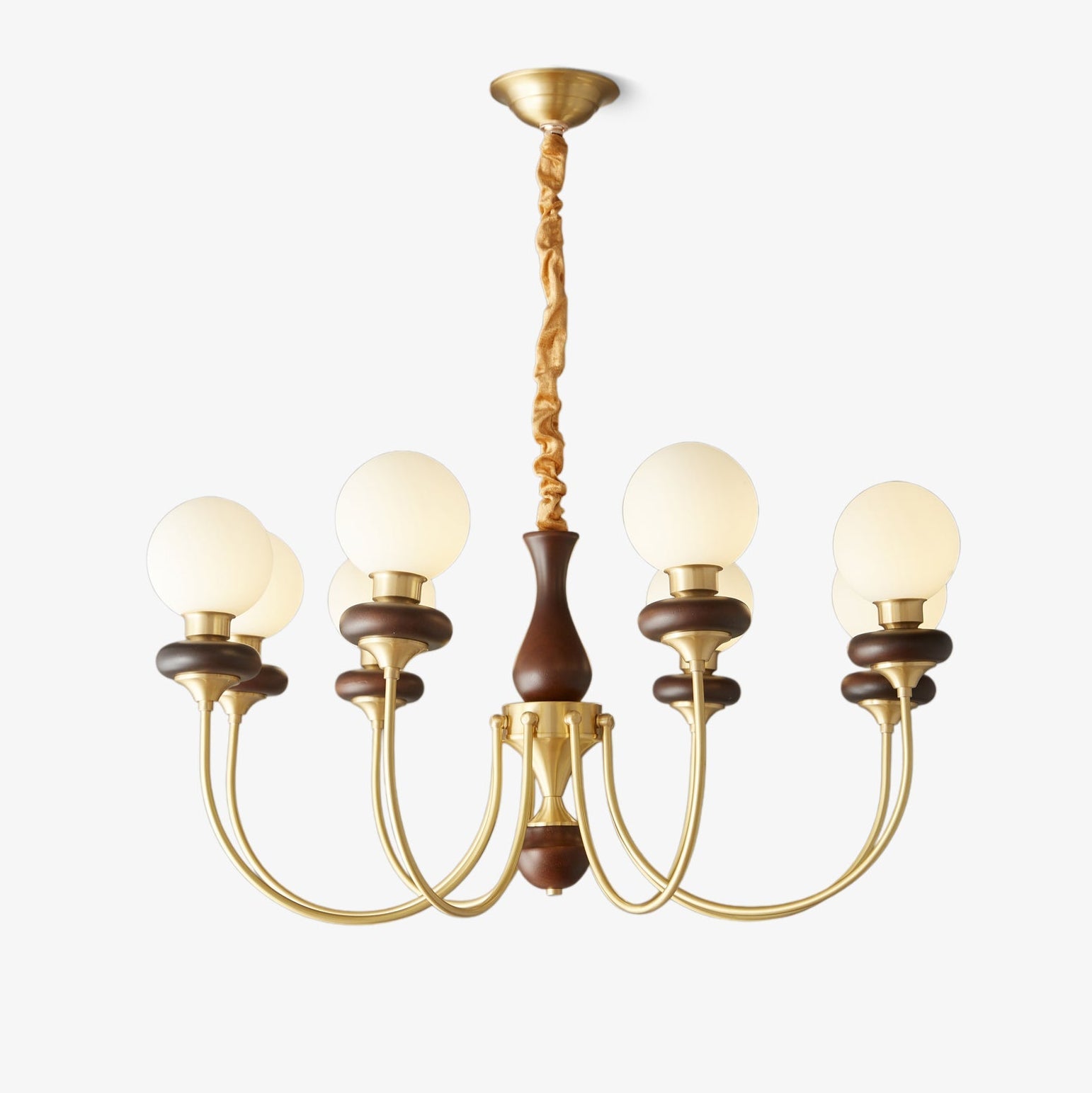 Cotheor Vintage Traditional Arc Wood Glass Chandelier - Blowlighting