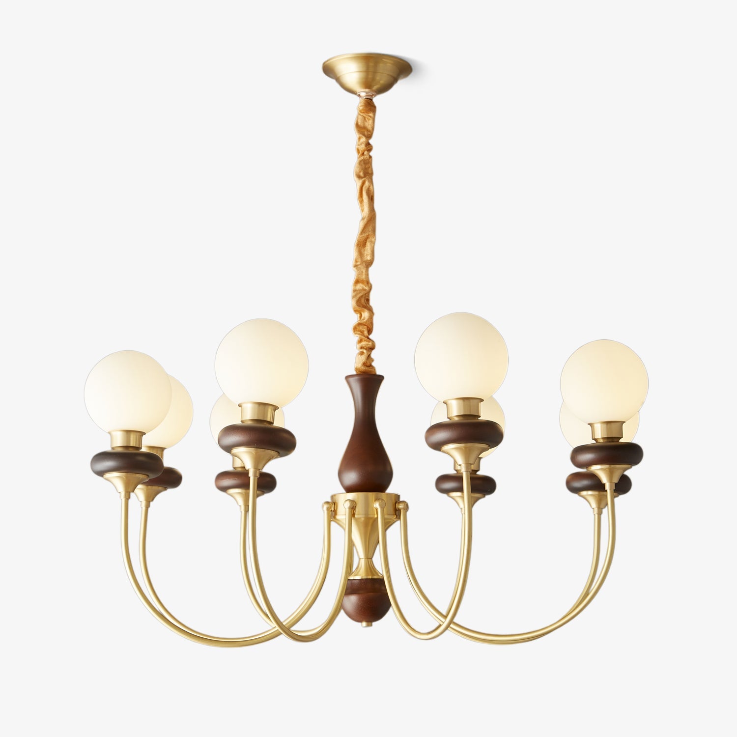 Cotheor Vintage Traditional Arc Wood Glass Chandelier - Blowlighting