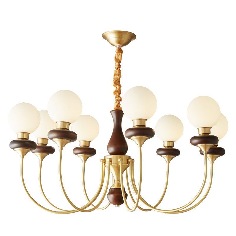 Cotheor Vintage Traditional Arc Wood Glass Chandelier - Blowlighting