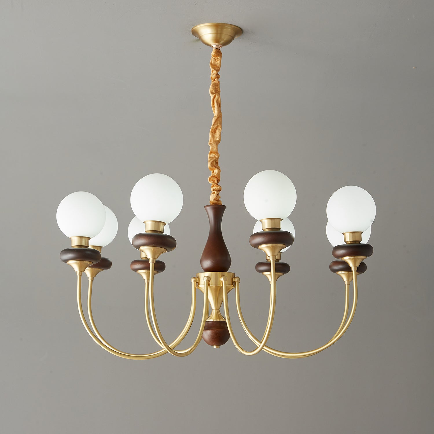 Cotheor Vintage Traditional Arc Wood Glass Chandelier - Blowlighting