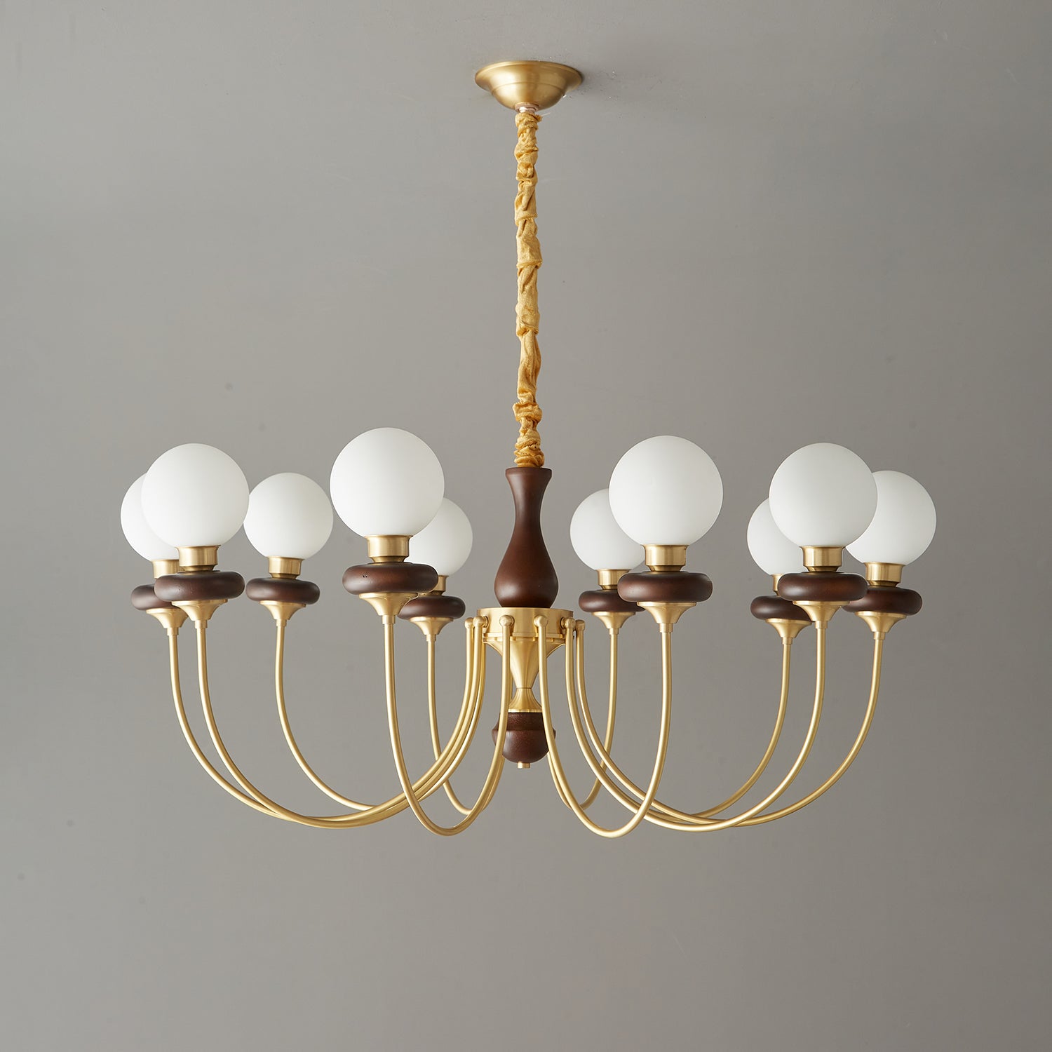 Cotheor Vintage Traditional Arc Wood Glass Chandelier - Blowlighting