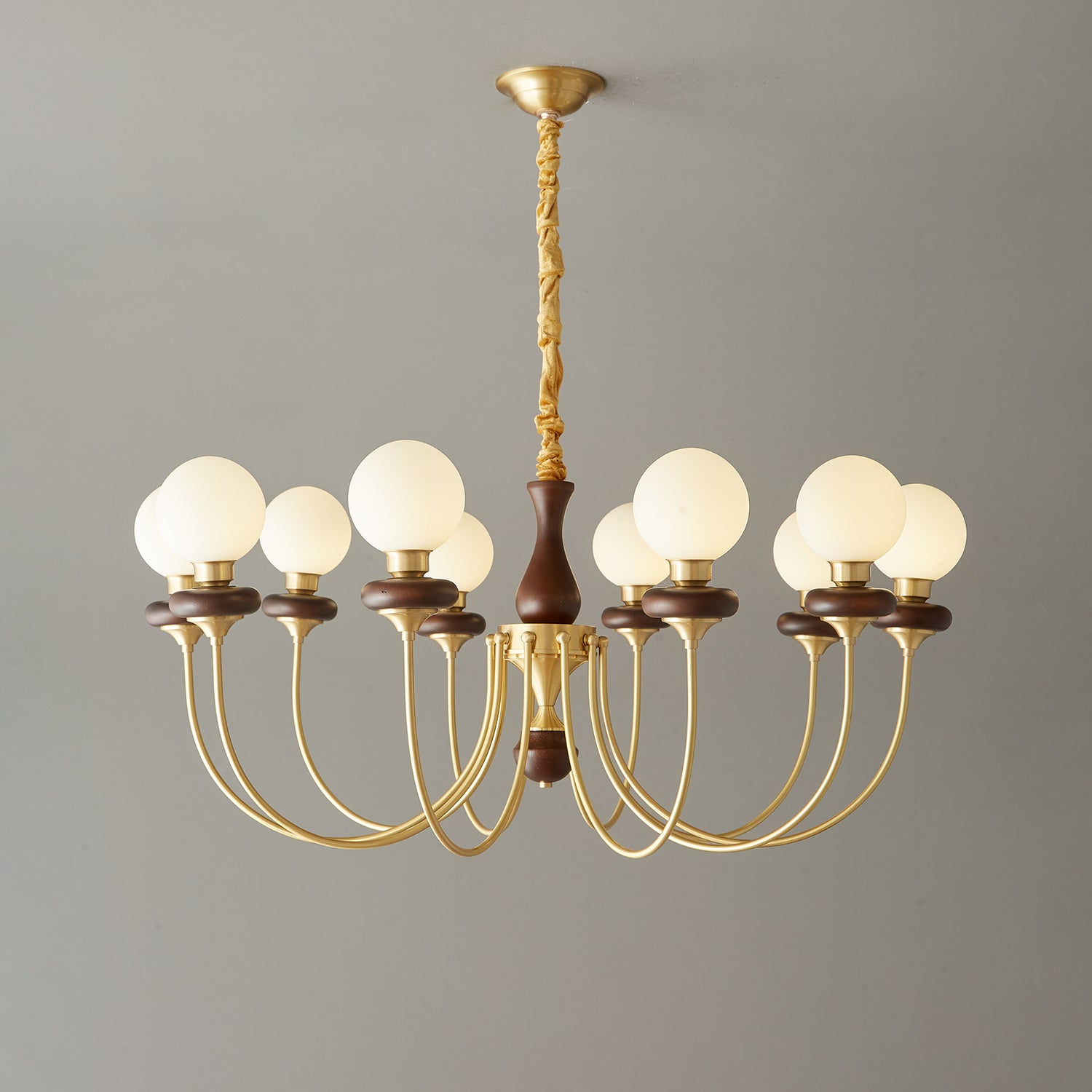 Cotheor Vintage Traditional Arc Wood Glass Chandelier - Blowlighting