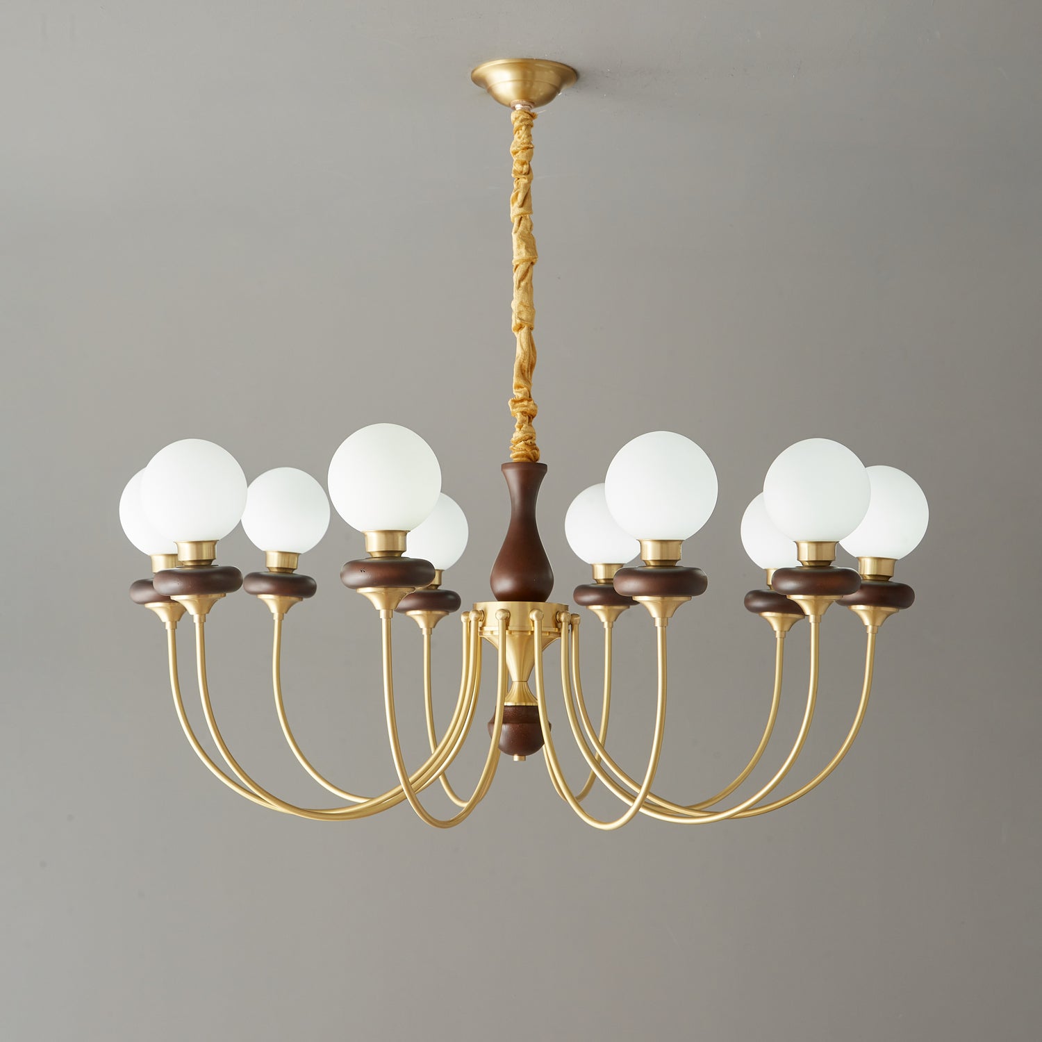Cotheor Vintage Traditional Arc Wood Glass Chandelier - Blowlighting