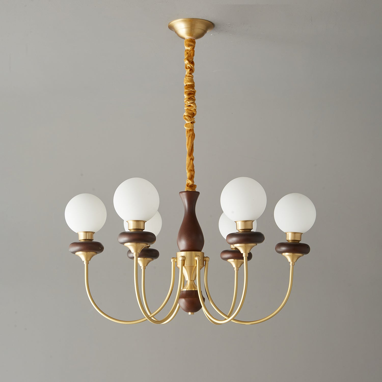 Cotheor Vintage Traditional Arc Wood Glass Chandelier - Blowlighting