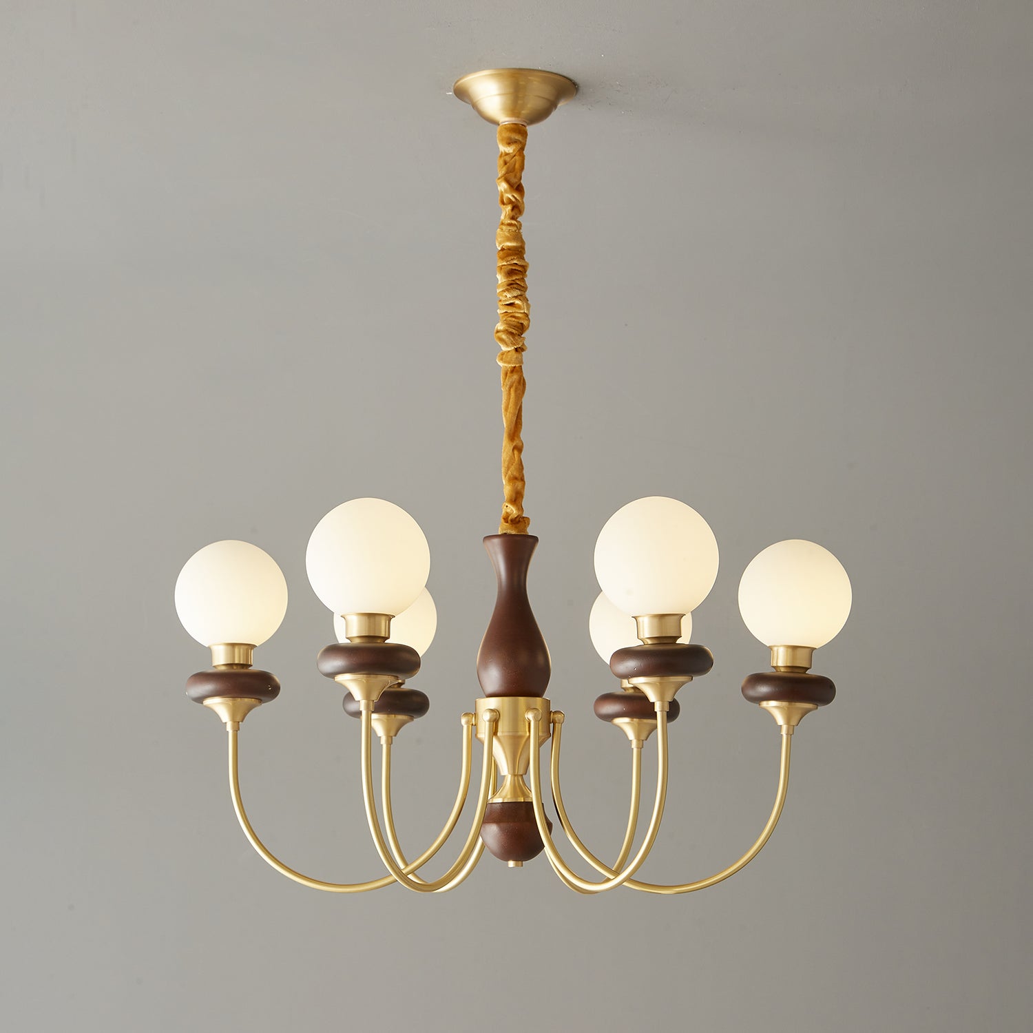 Cotheor Vintage Traditional Arc Wood Glass Chandelier - Blowlighting