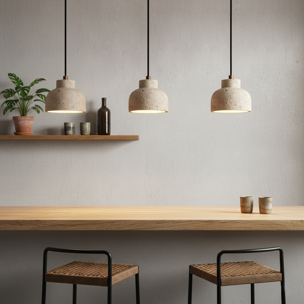Bellaro Wabi-Sabi Travertine Pendant Light