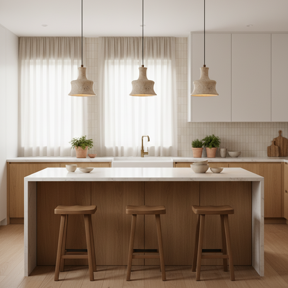 Bellaro Wabi-Sabi Travertine Pendant Light