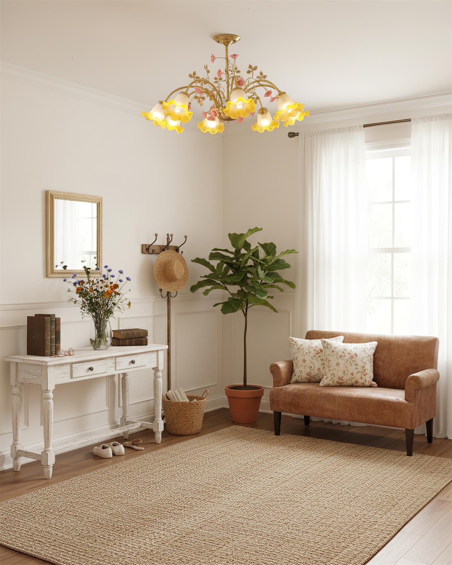 Belle Natural Glass Garden Chandelier