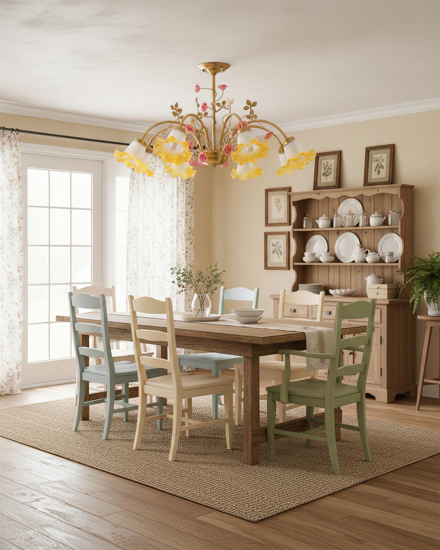 Belle Natural Glass Garden Chandelier