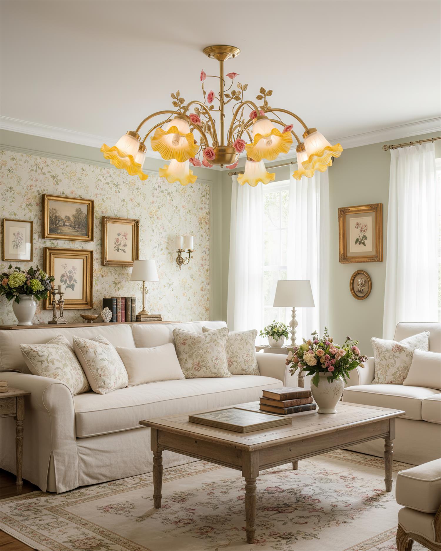 Belle Natural Glass Garden Chandelier