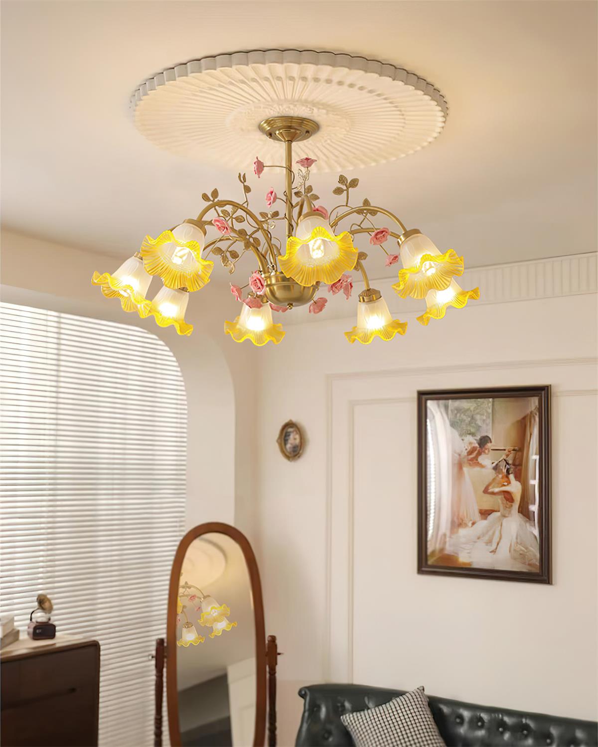 Belle Natural Glass Garden Chandelier