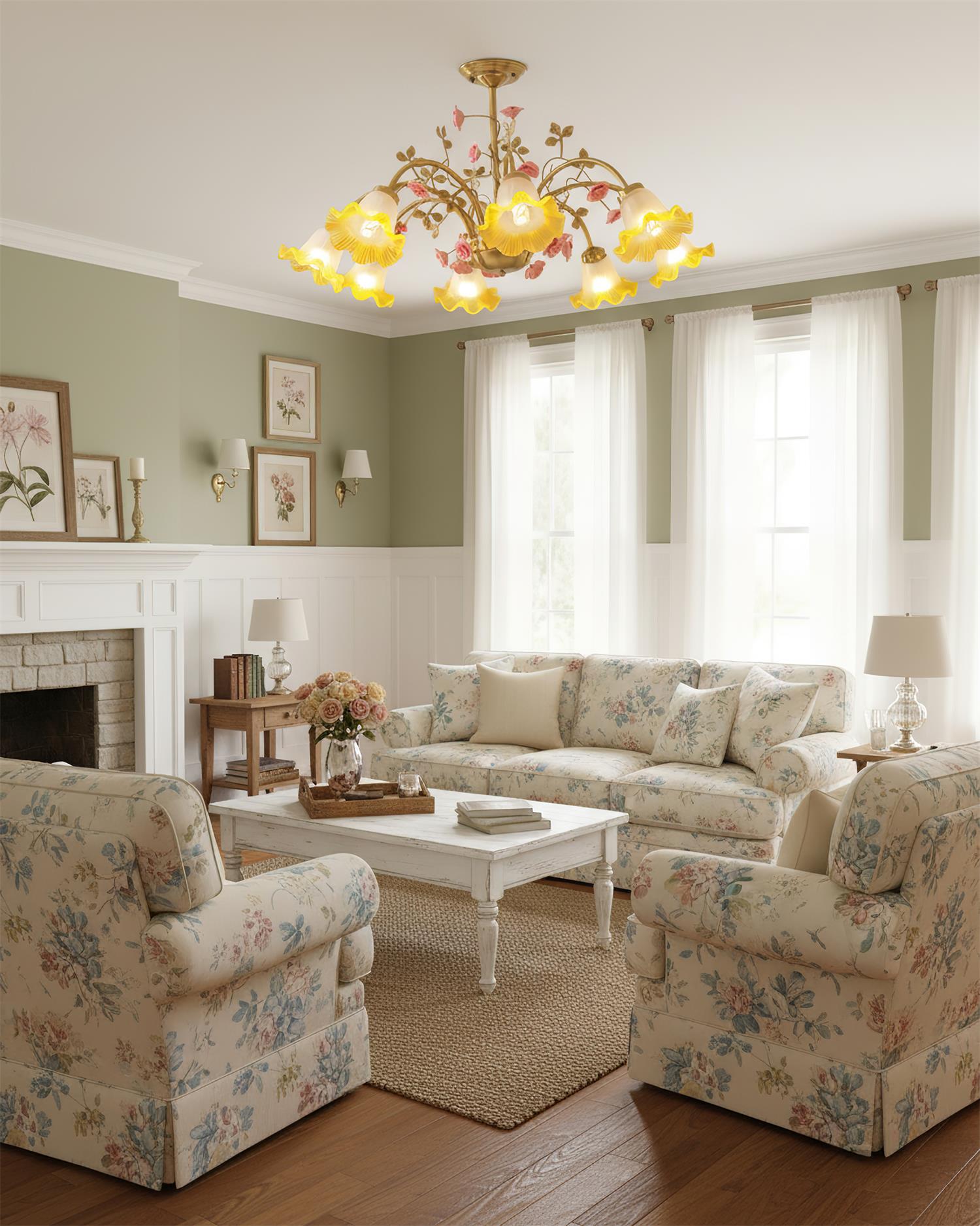 Belle Natural Glass Garden Chandelier