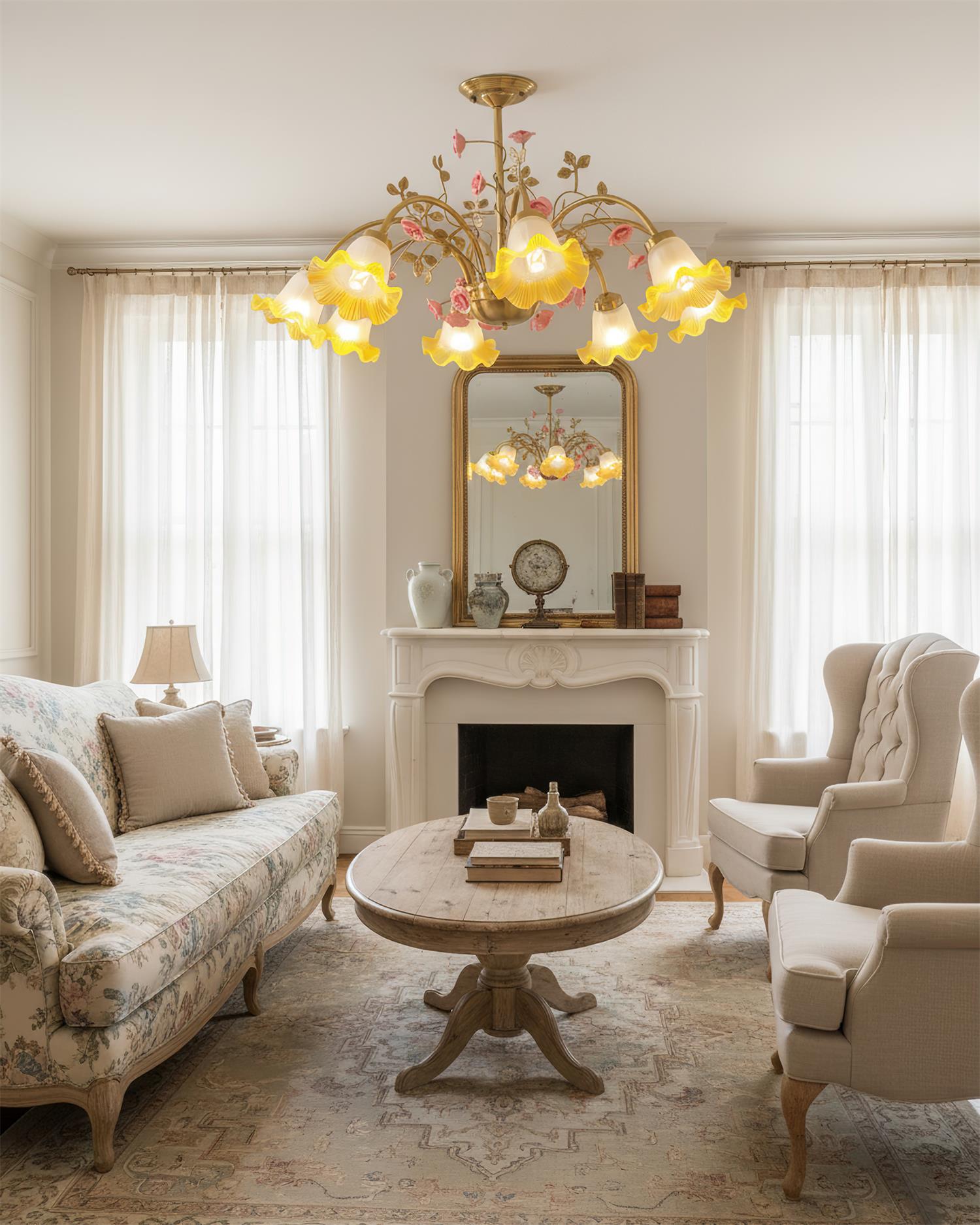 Belle Natural Glass Garden Chandelier