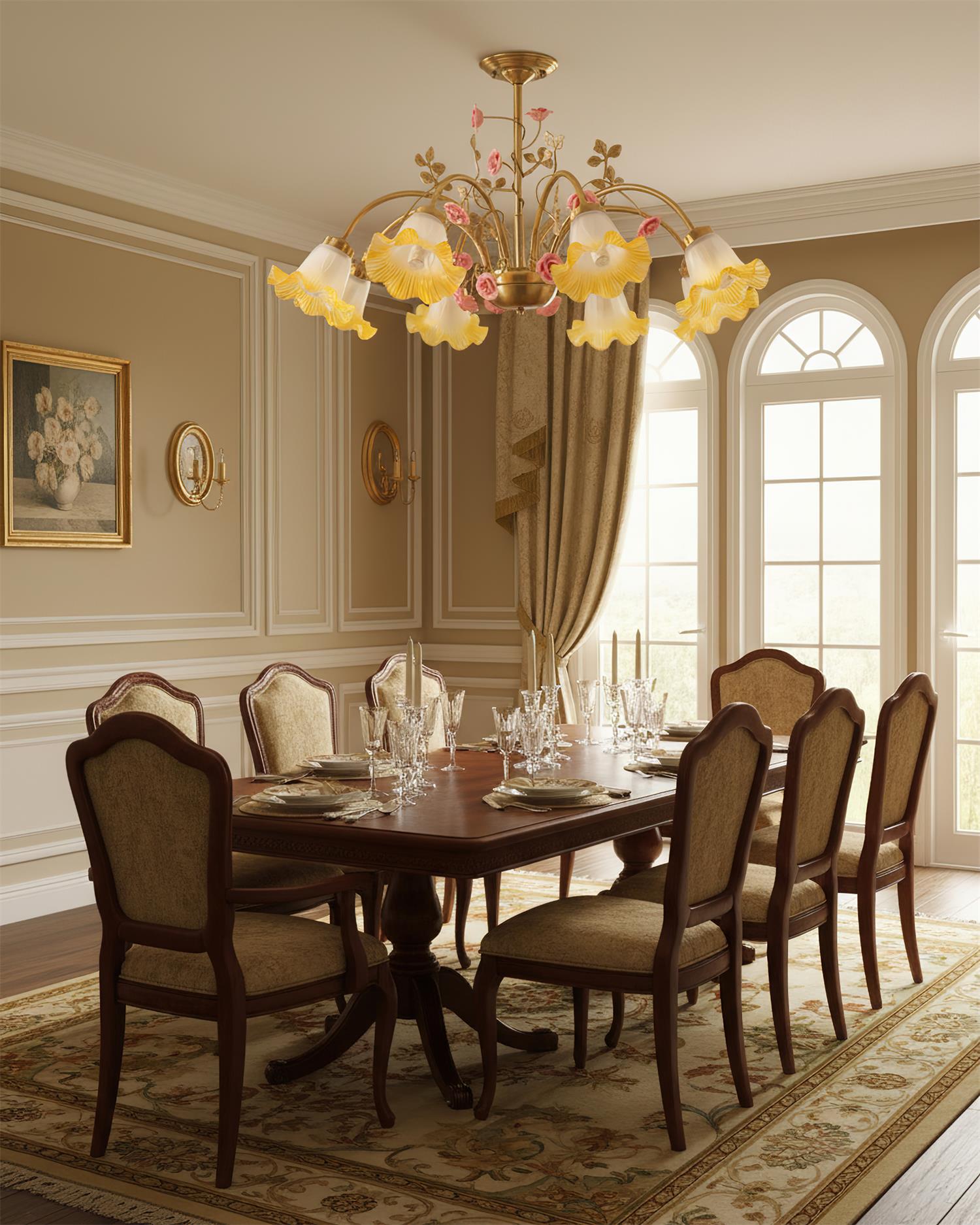 Belle Natural Glass Garden Chandelier