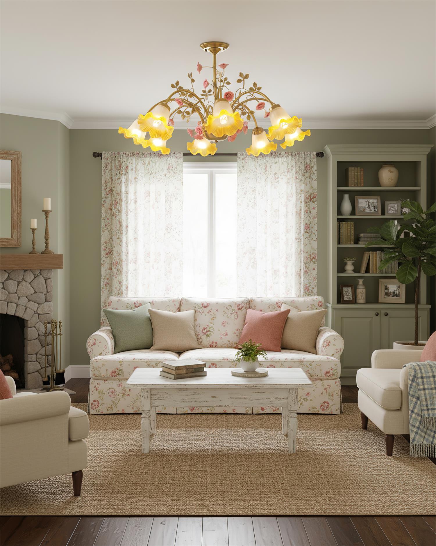 Belle Natural Glass Garden Chandelier