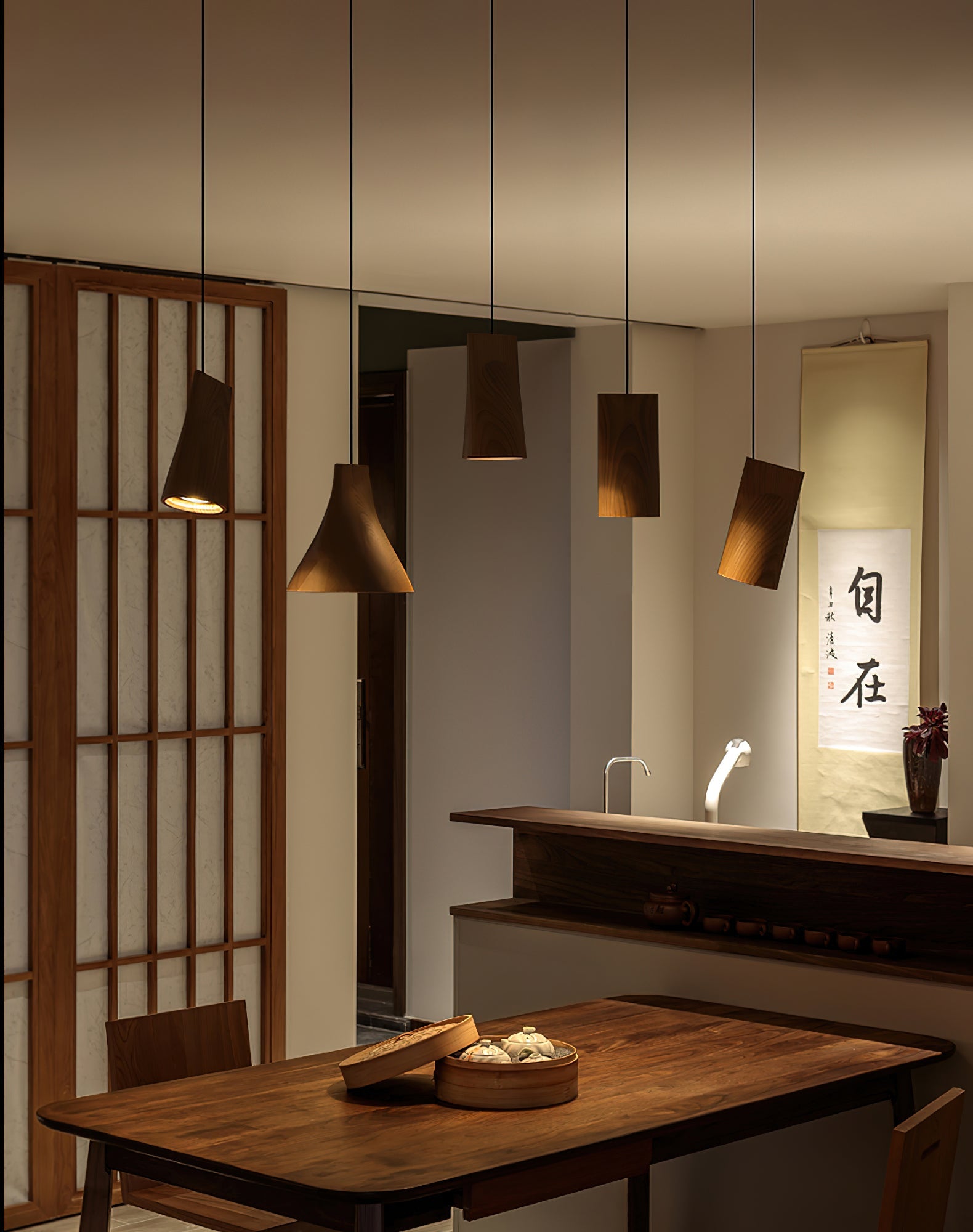 Ivarara Asymmetrical Wood Pendant Light - Blowlighting