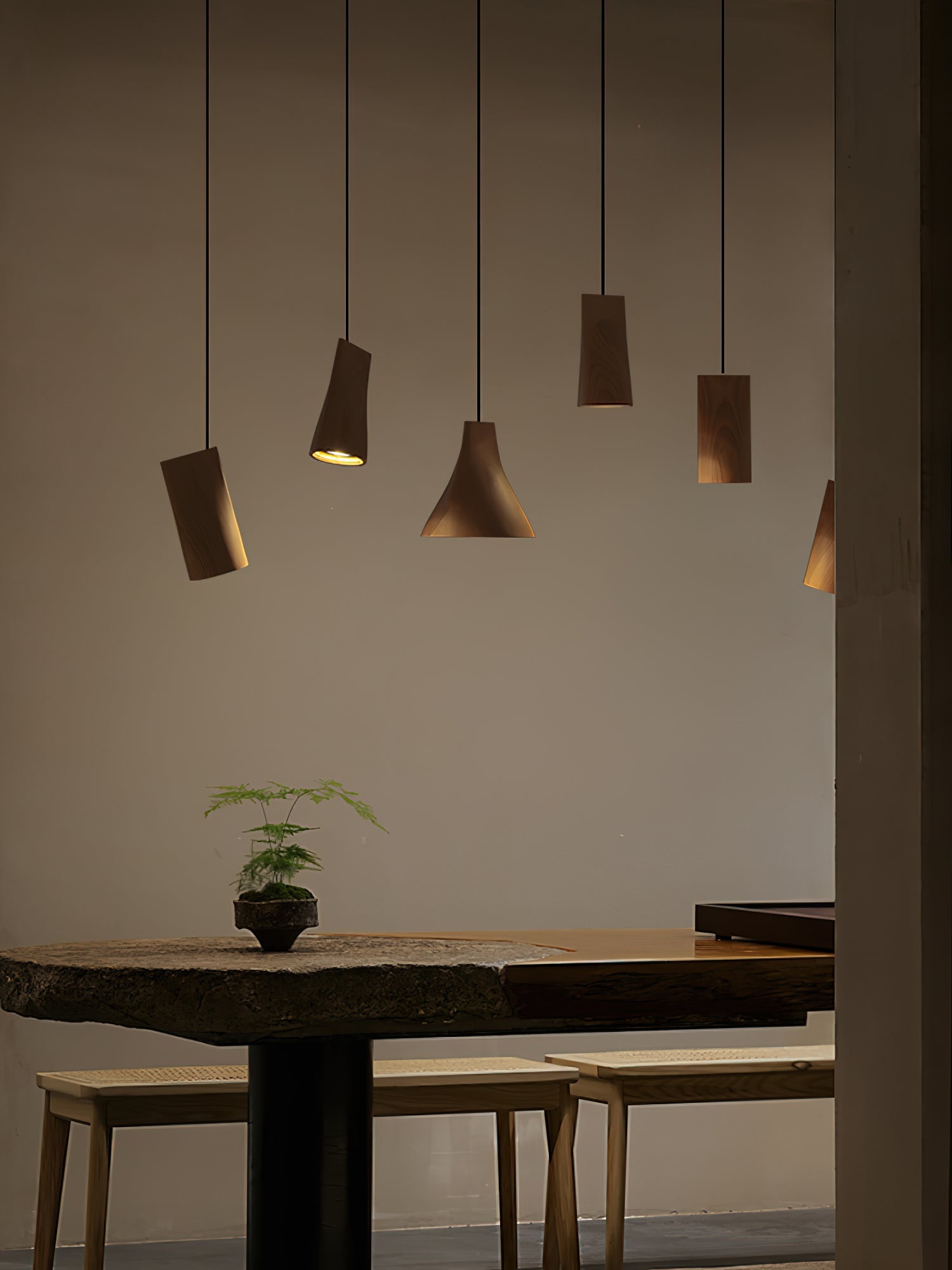 Ivarara Asymmetrical Wood Pendant Light - Blowlighting