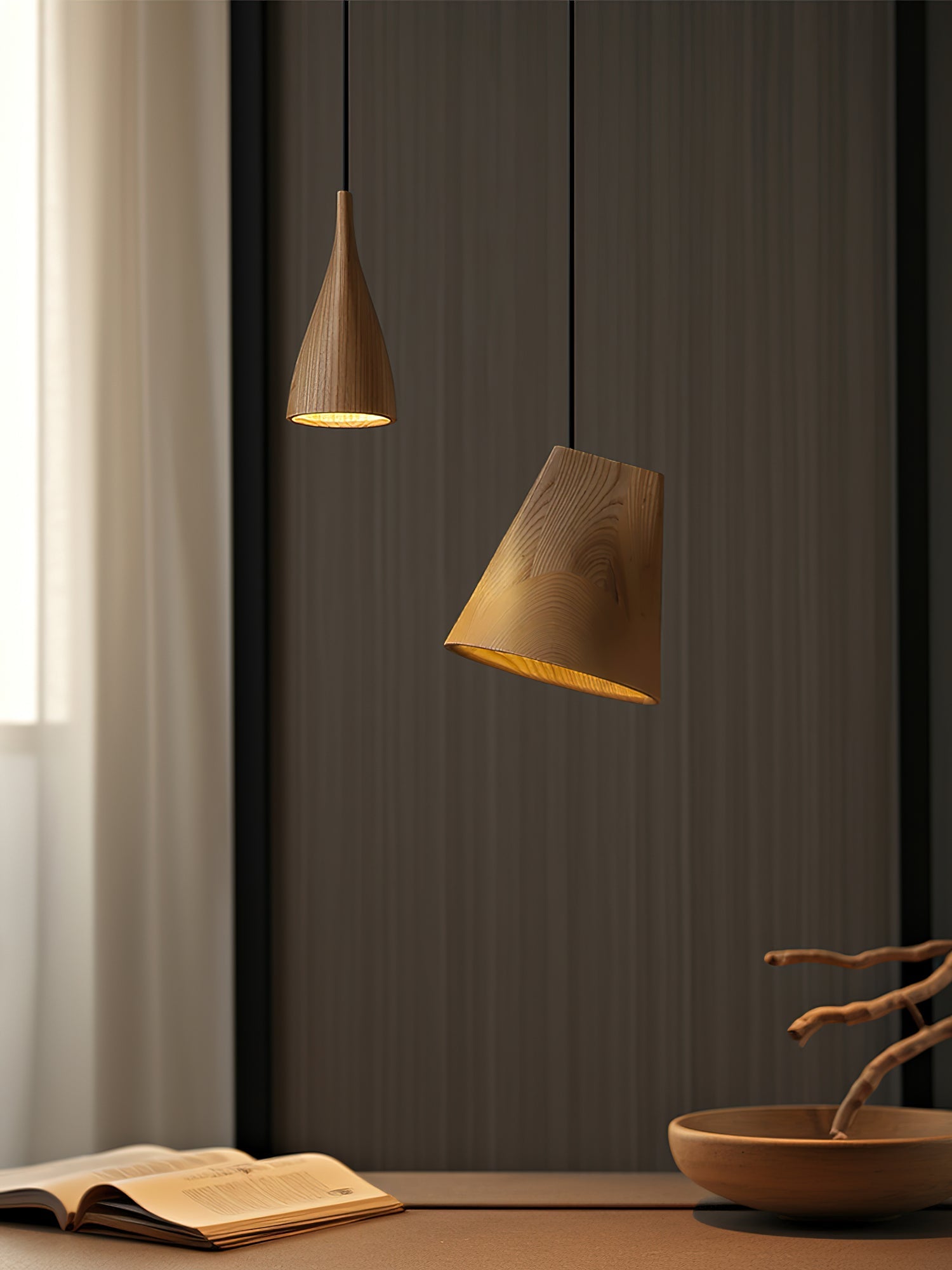 Ivarara Asymmetrical Wood Pendant Light - Blowlighting