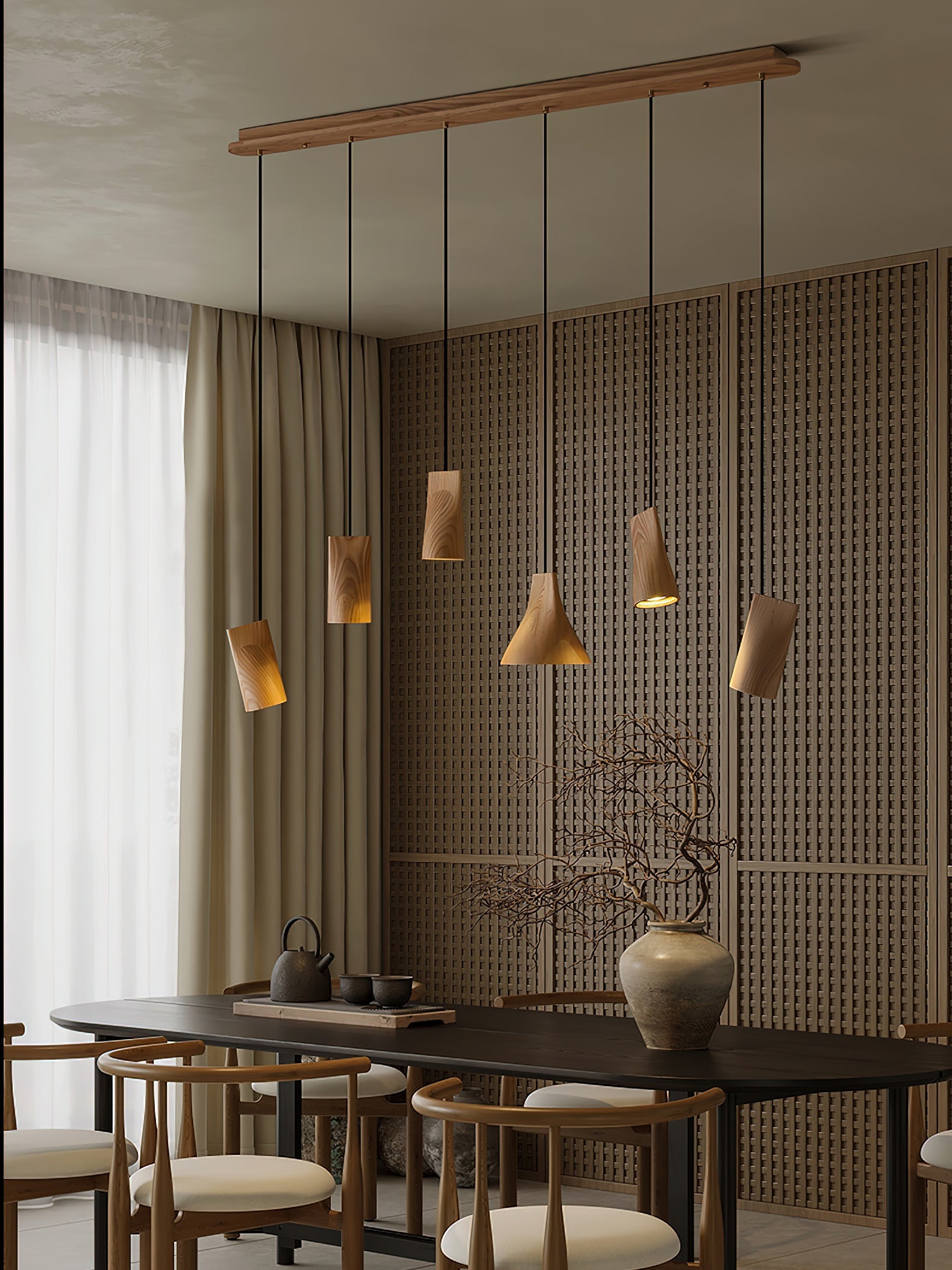 Ivarara Asymmetrical Wood Pendant Light - Blowlighting