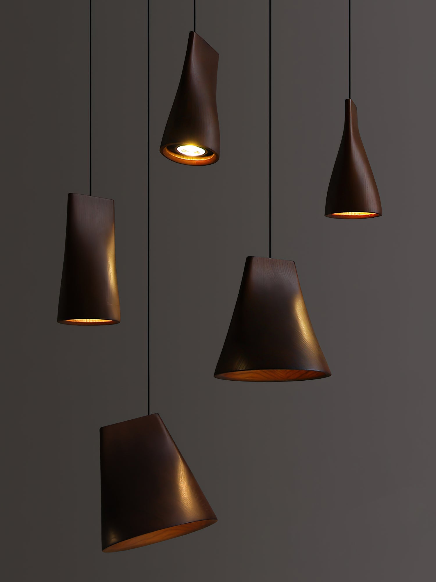 Ivarara Asymmetrical Wood Pendant Light - Blowlighting