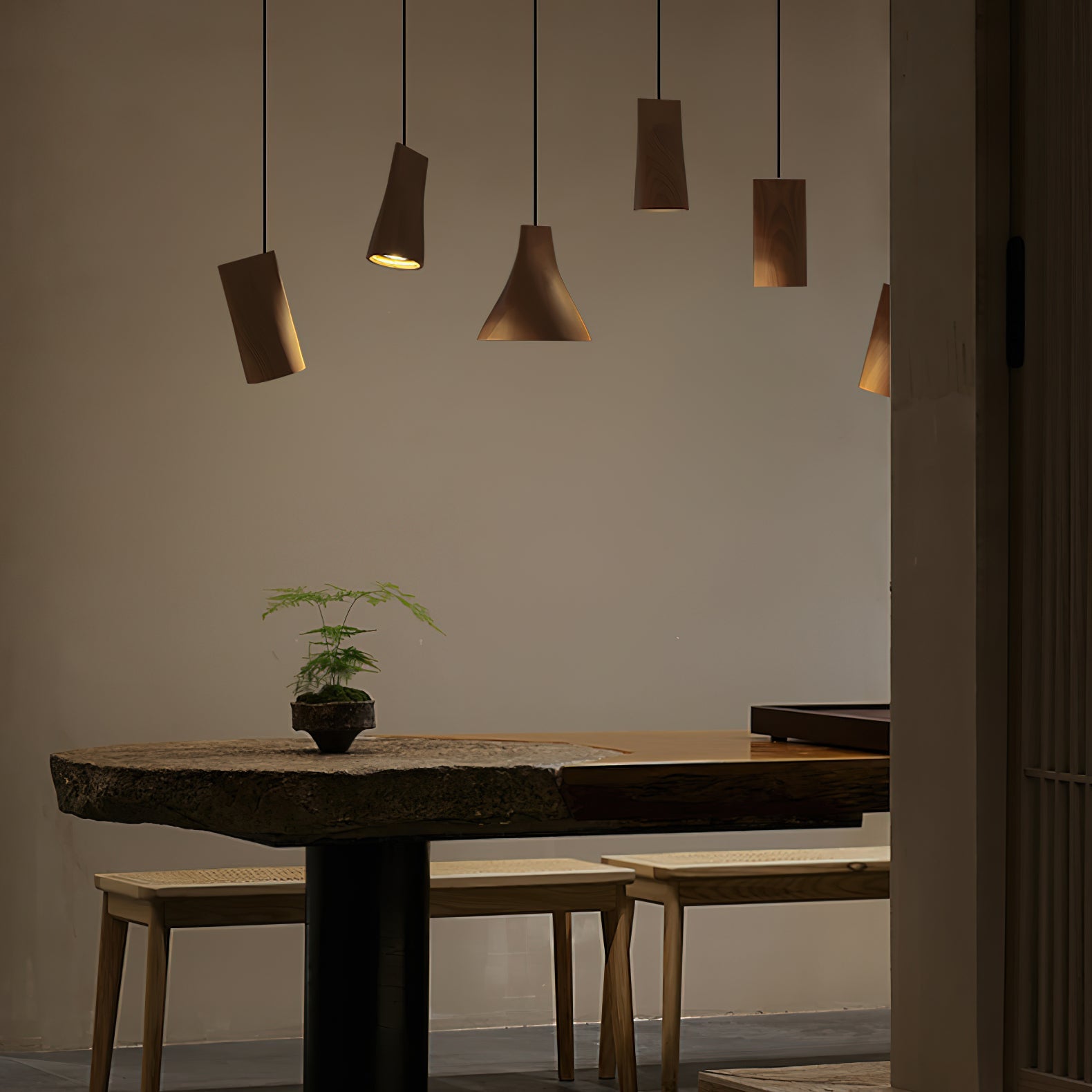 Ivarara Asymmetrical Wood Pendant Light - Blowlighting