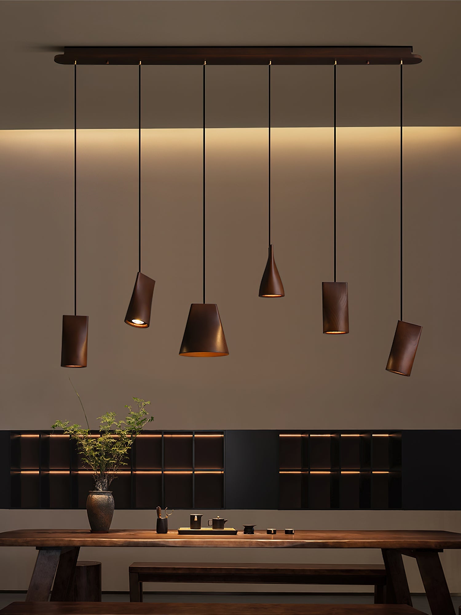 Ivarara Asymmetrical Wood Pendant Light - Blowlighting