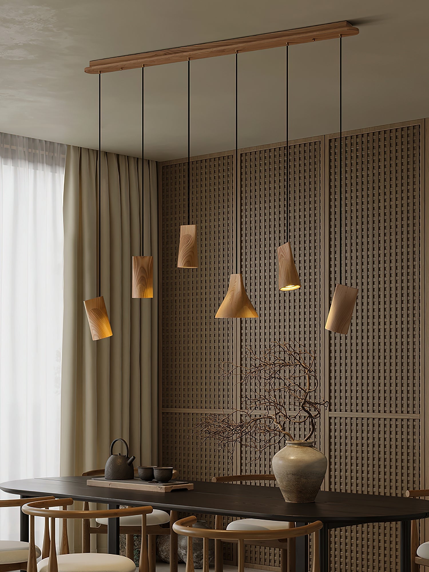 Ivarara Asymmetrical Wood Pendant Light - Blowlighting