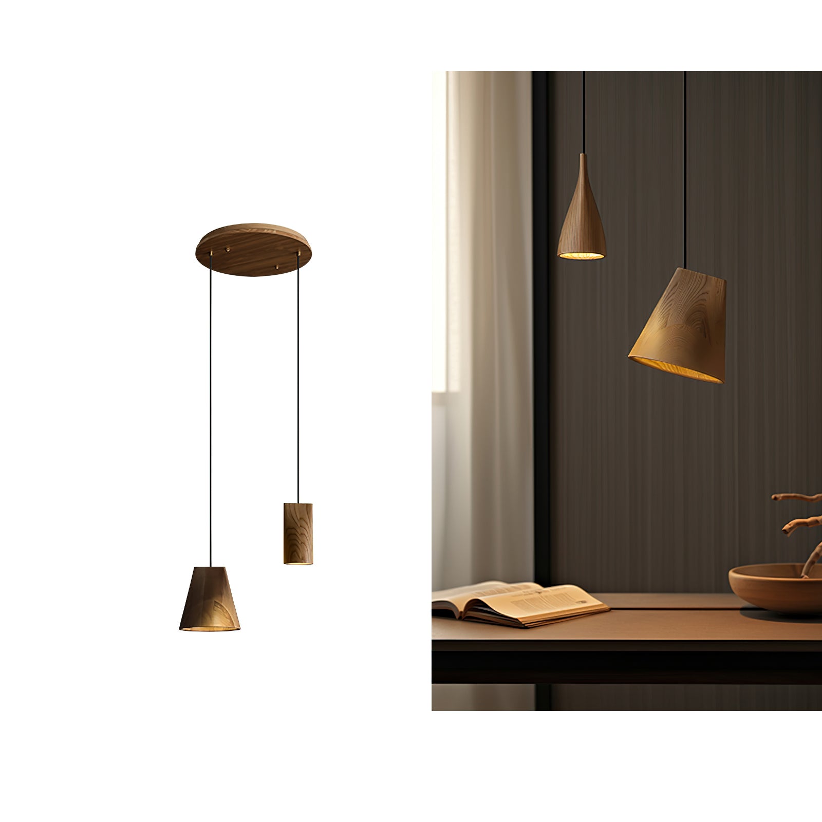 Ivarara Asymmetrical Wood Pendant Light - Blowlighting
