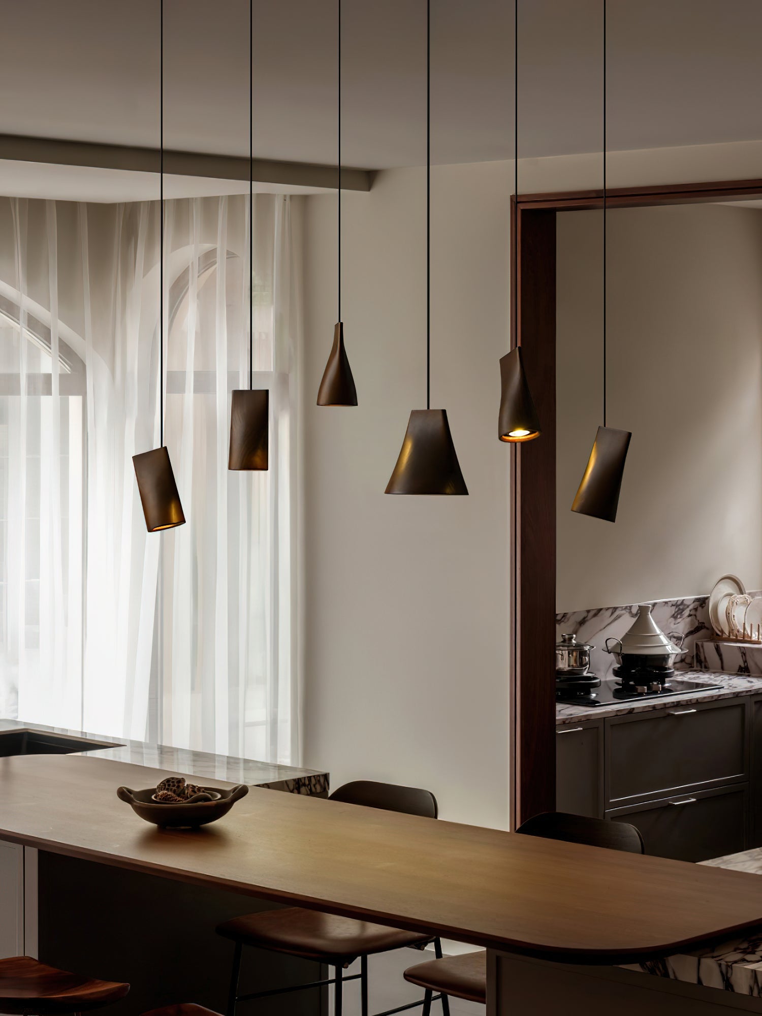 Ivarara Asymmetrical Wood Pendant Light - Blowlighting