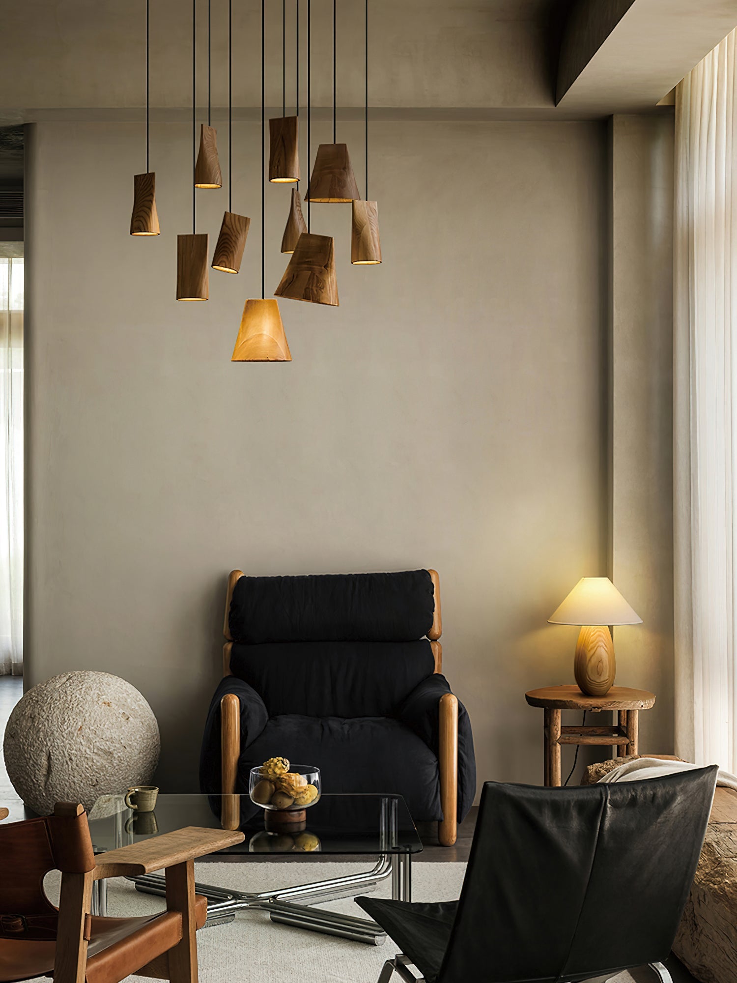 Ivarara Asymmetrical Wood Pendant Light - Blowlighting