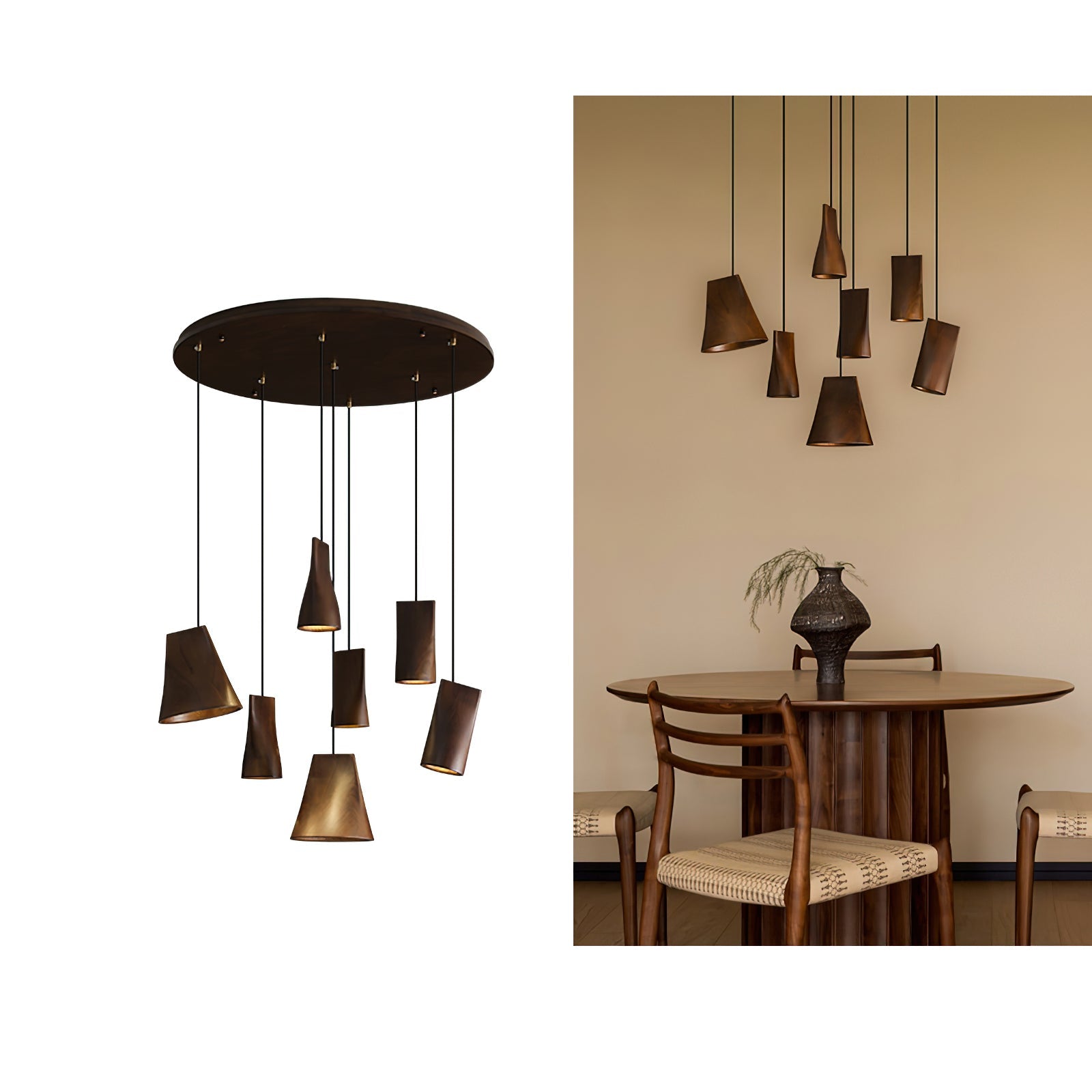 Ivarara Asymmetrical Wood Pendant Light - Blowlighting