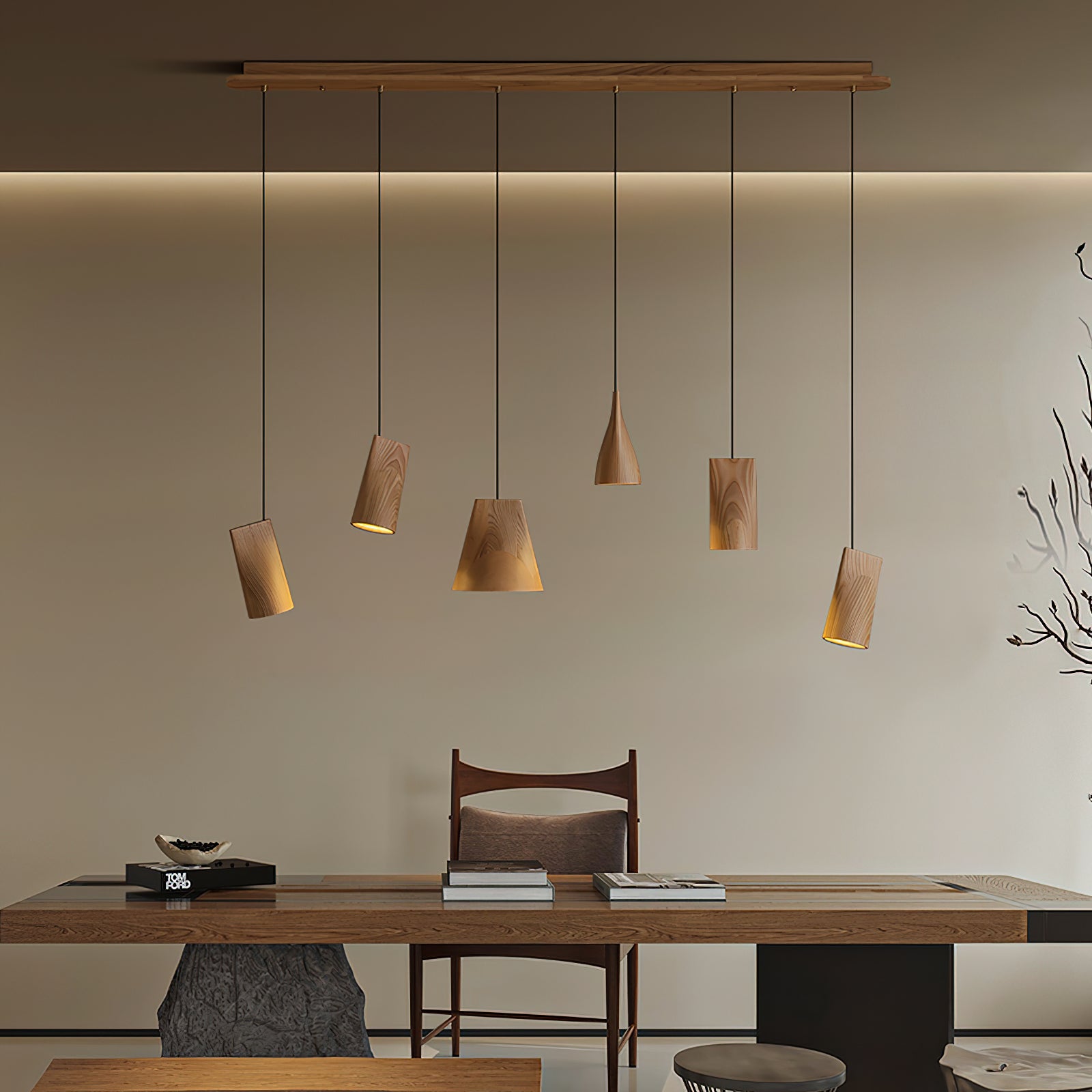 Ivarara Asymmetrical Wood Pendant Light - Blowlighting