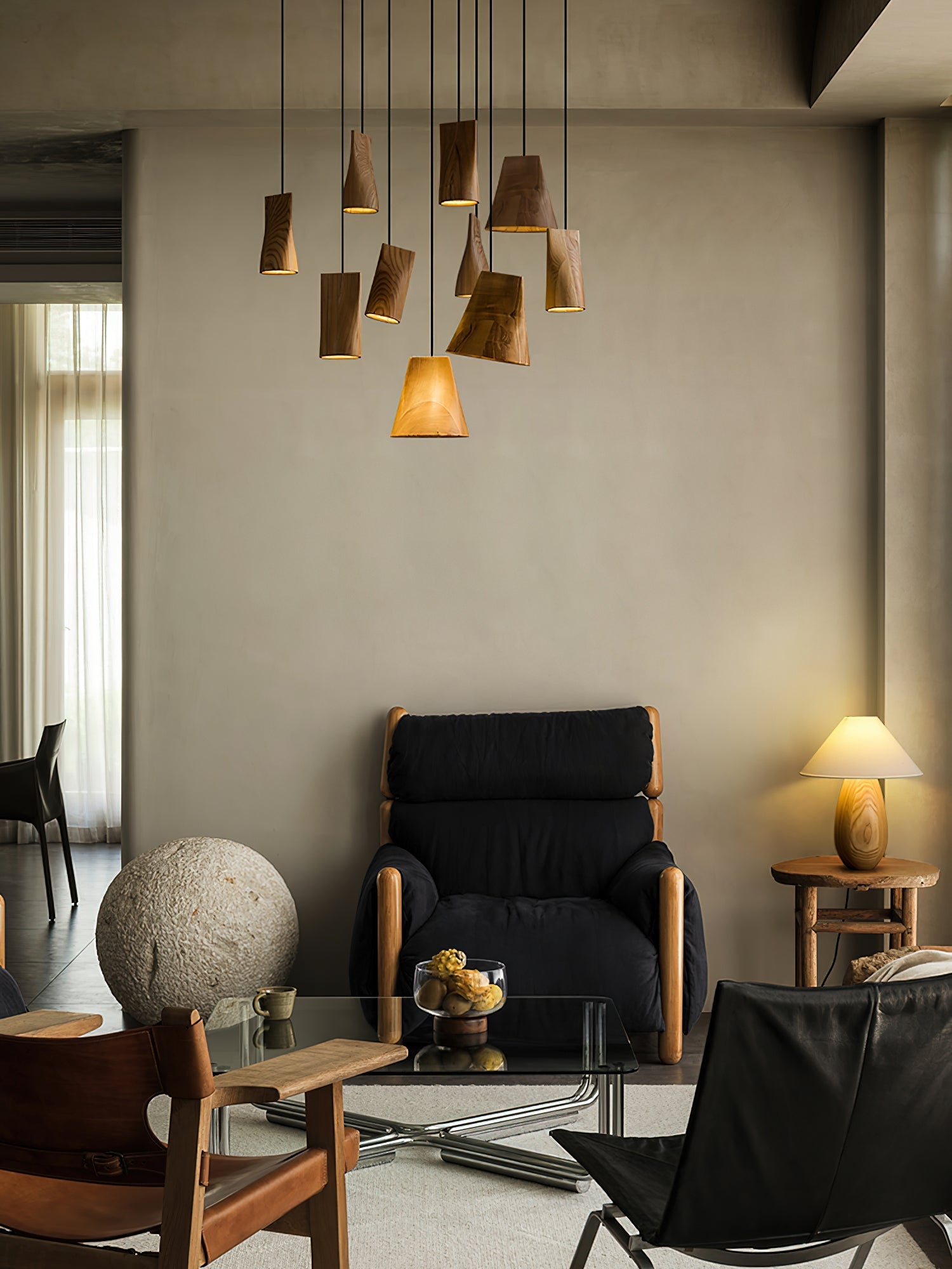 Ivarara Asymmetrical Wood Pendant Light - Blowlighting