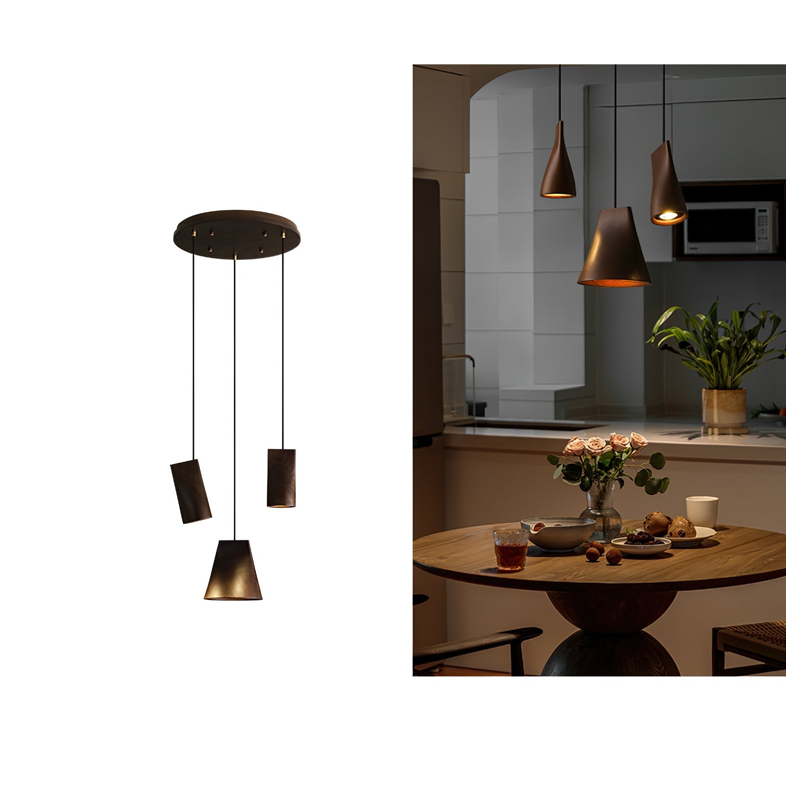 Ivarara Asymmetrical Wood Pendant Light - Blowlighting