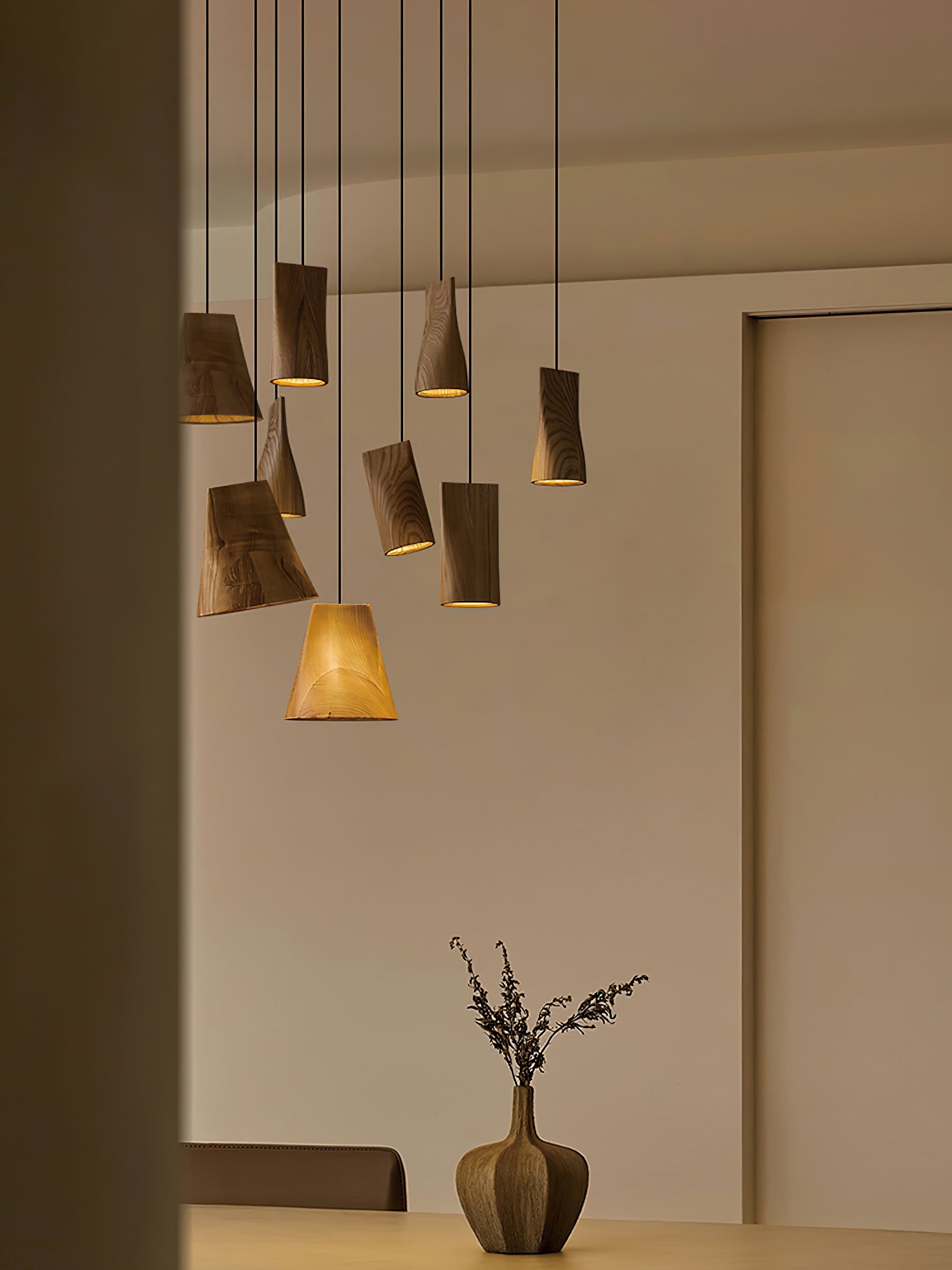 Ivarara Asymmetrical Wood Pendant Light - Blowlighting