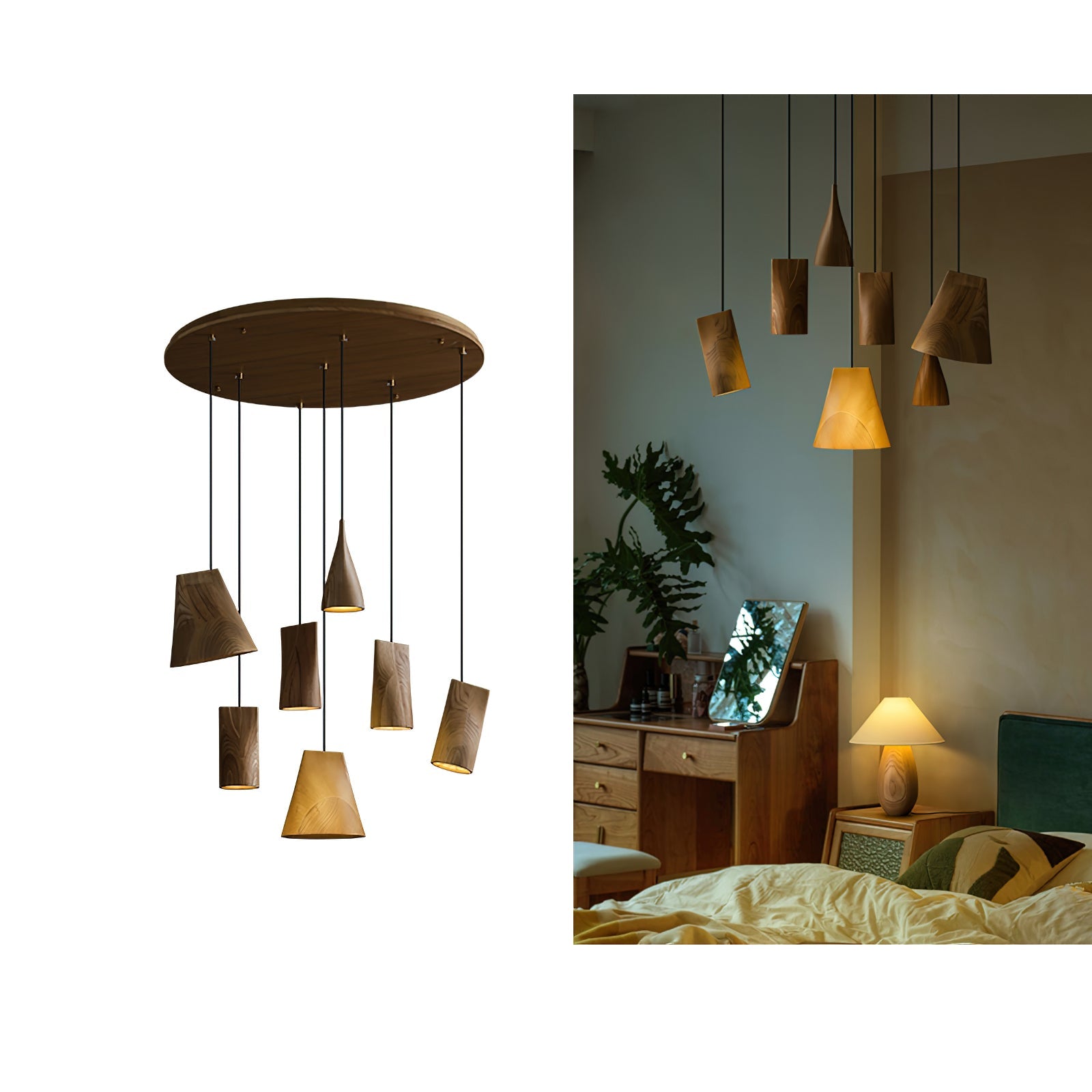 Ivarara Asymmetrical Wood Pendant Light - Blowlighting